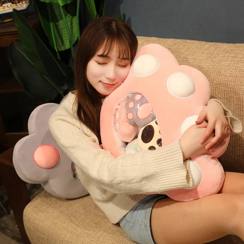 50x40 Cute Kawaii Cat Paw Plush Toy with 5 Mini Paws - Soft Stuffed Animal Pillow for Kids, Girls Gift - Perfect for Sofa Decor, Bedroom Cuddling & Stress Relief