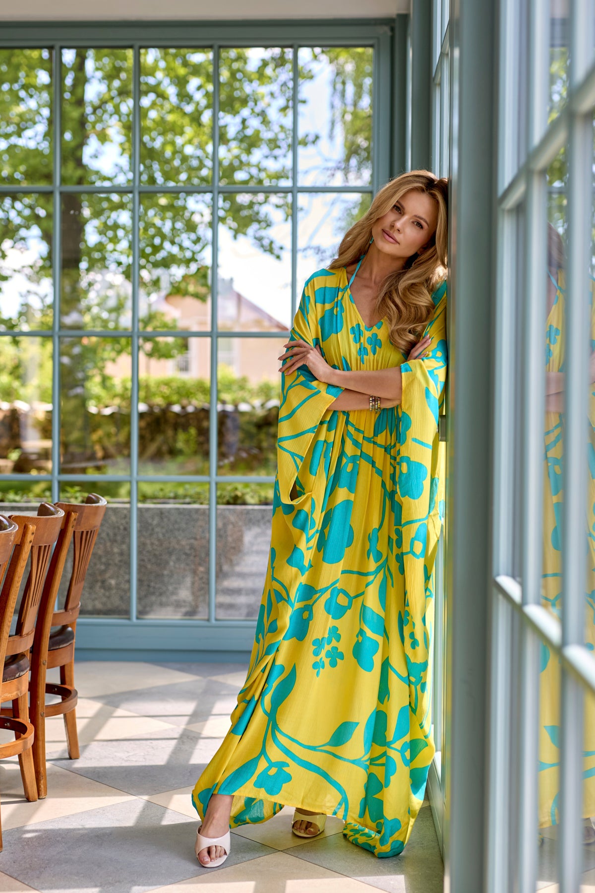 Stylish Floral Print Kaftan Maxi Dress for Women - Boho Beach Cover Up, Pool Party, Summer Vacation Outfit