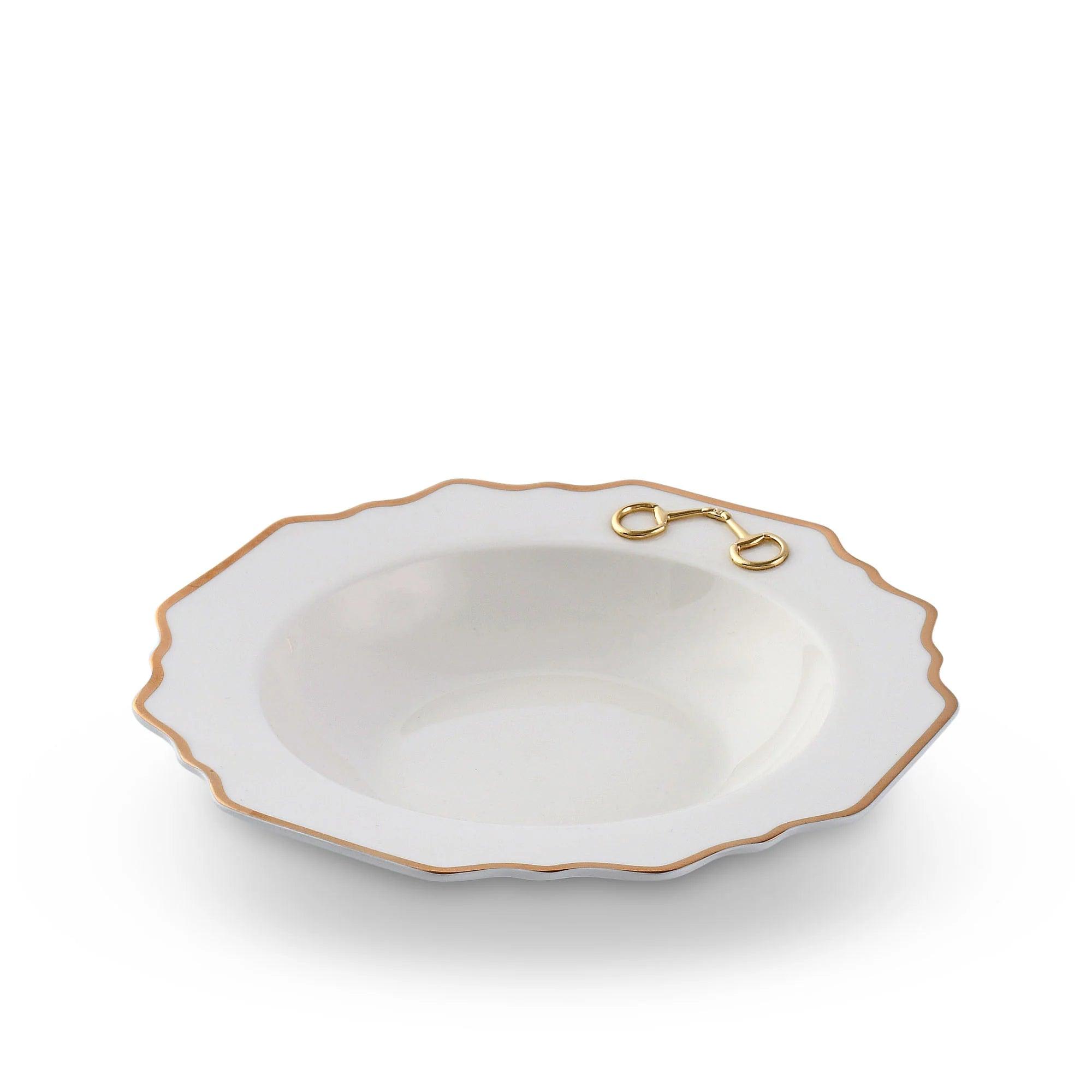 Premium Snaffle Bit Gold Scallop Soup Bowl - Elegant Dining Tableware for Fine China, Wedding Gifts & Luxury Home Decor - Perfect for Formal Dinners, Special Occasions & Gift Giving