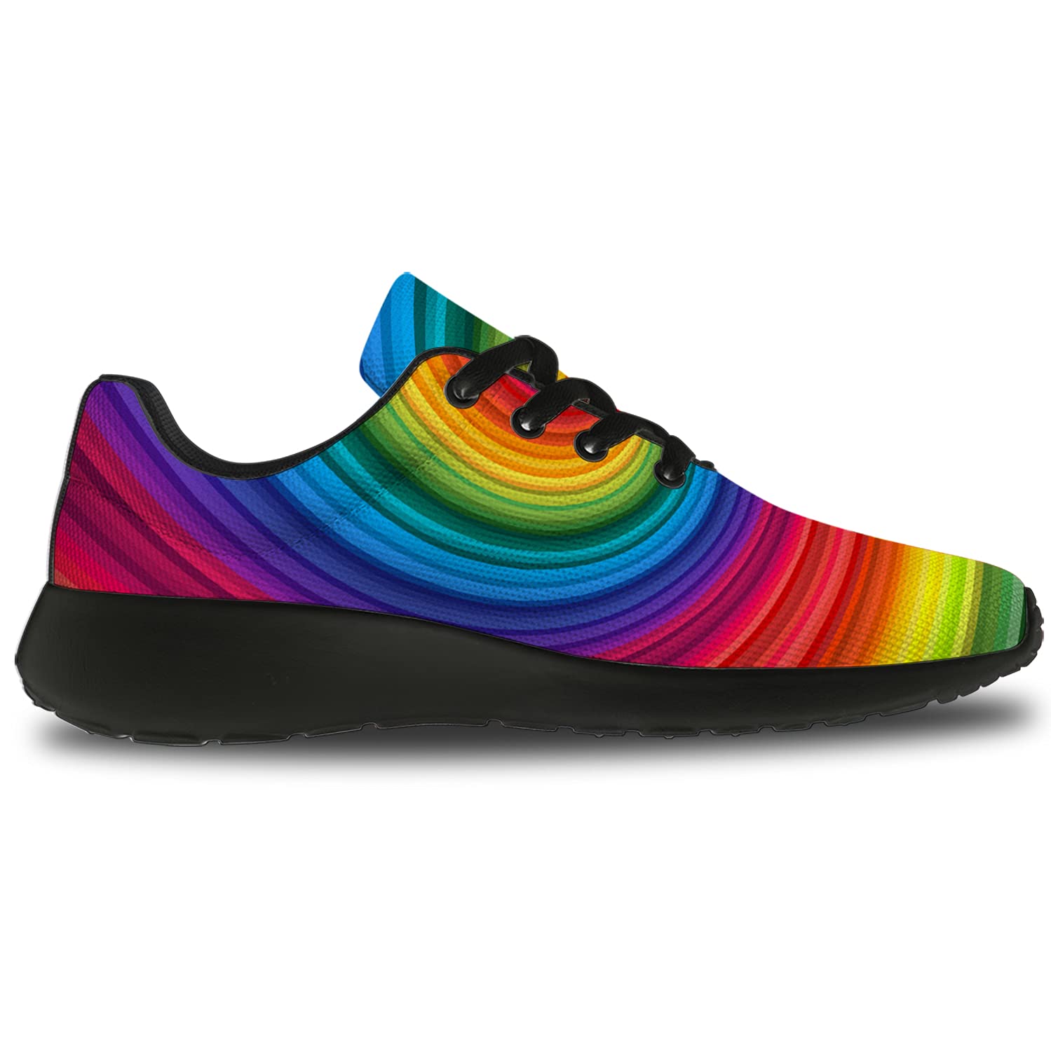 **LGBTQ Pride Rainbow Running Shoes for Women & Men - Lightweight Walking & Tennis Sneakers with Abstract Swirl Design - Size 6 Men/8 Women - Perfect for LGBTQ Gifts, Pride Parades & Casual Wear**