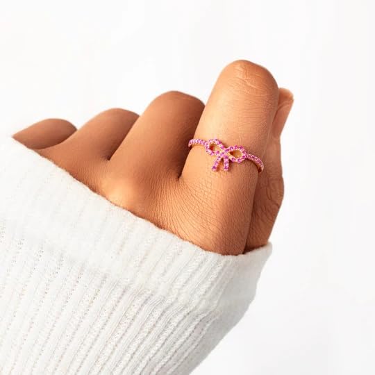 Pink Pavé Bow Ring for Women - Trendy Delicate Jewelry Gift, Elegant Cubic Zirconia Bow Design, Perfect for Valentine's Day, Anniversary, Birthday & Special Occasions