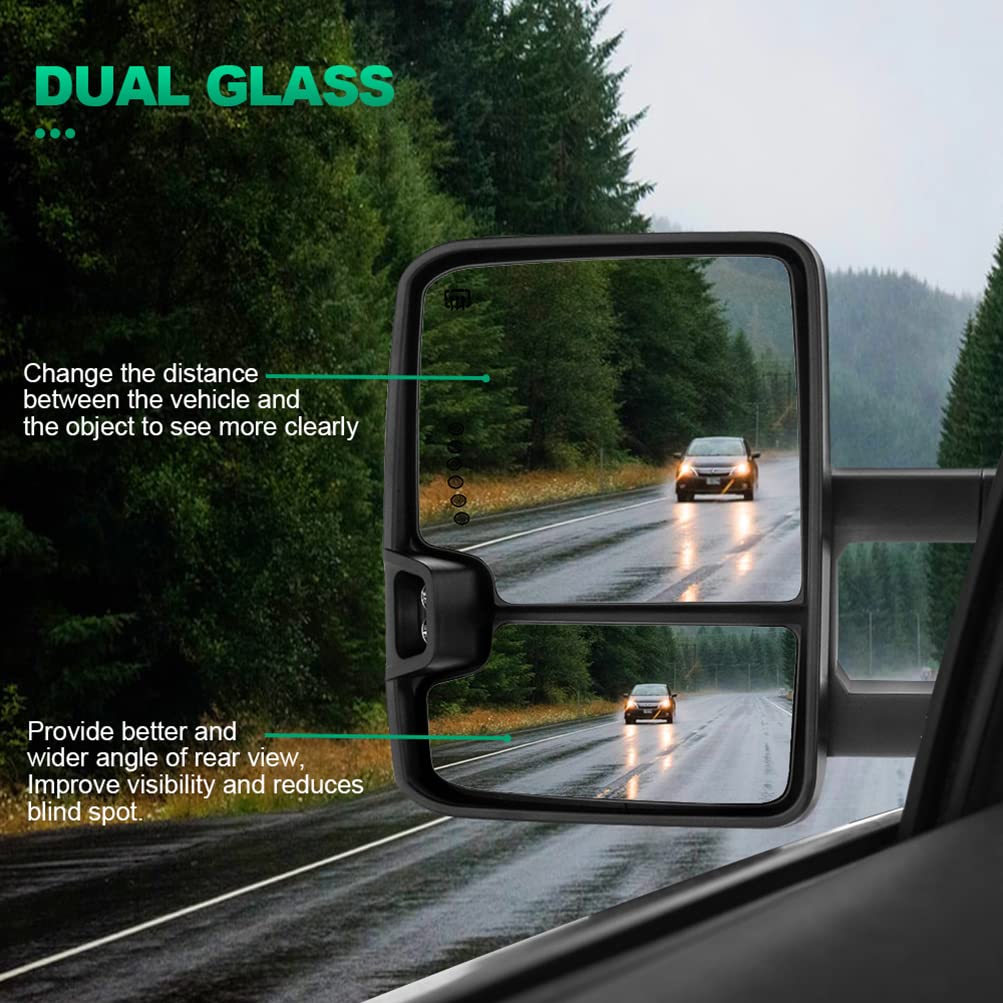 AUTOMUTO Power Heated Towing Mirrors with Turn Signal & Puddle Light - Compatible with Ford F-150 2004-2014 (LH Driver & RH Passenger Side) - Perfect for Towing, Off-Roading & Night Driving