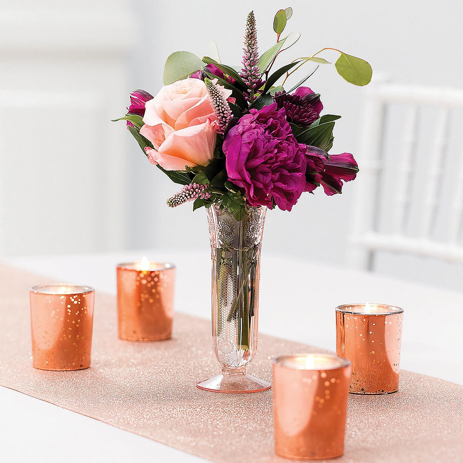 12-Piece Blush Bud Vases Set - Plastic Flower Vases for Wedding Centerpieces, Bridal Shower Decor, and Home Decoration - Perfect for Table Arrangements and Party Decorations