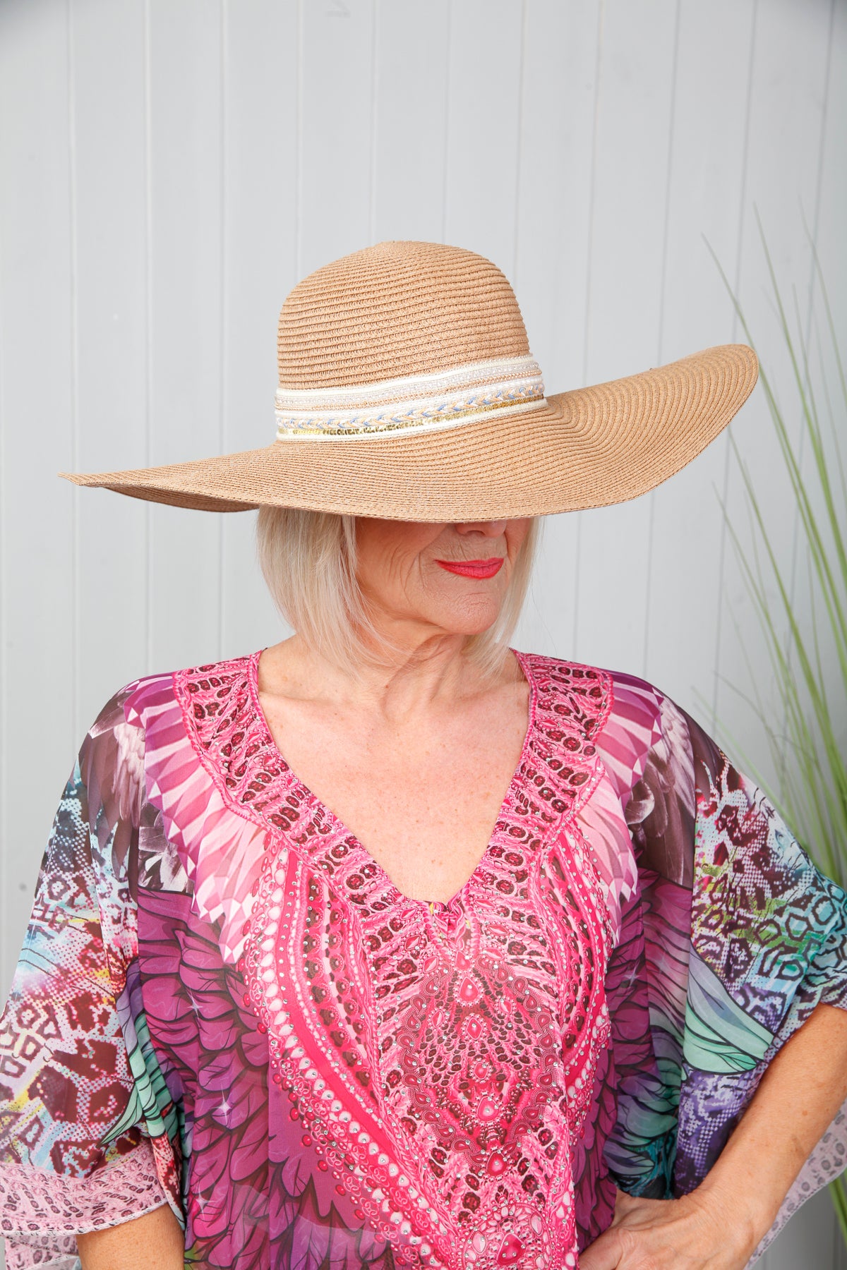 Seaside Sparkle Hat Tan - Stylish Sun Hat for Women, UPF 50+ UV Protection, Wide Brim Beach Hat for Summer, Travel, and Outdoor Activities