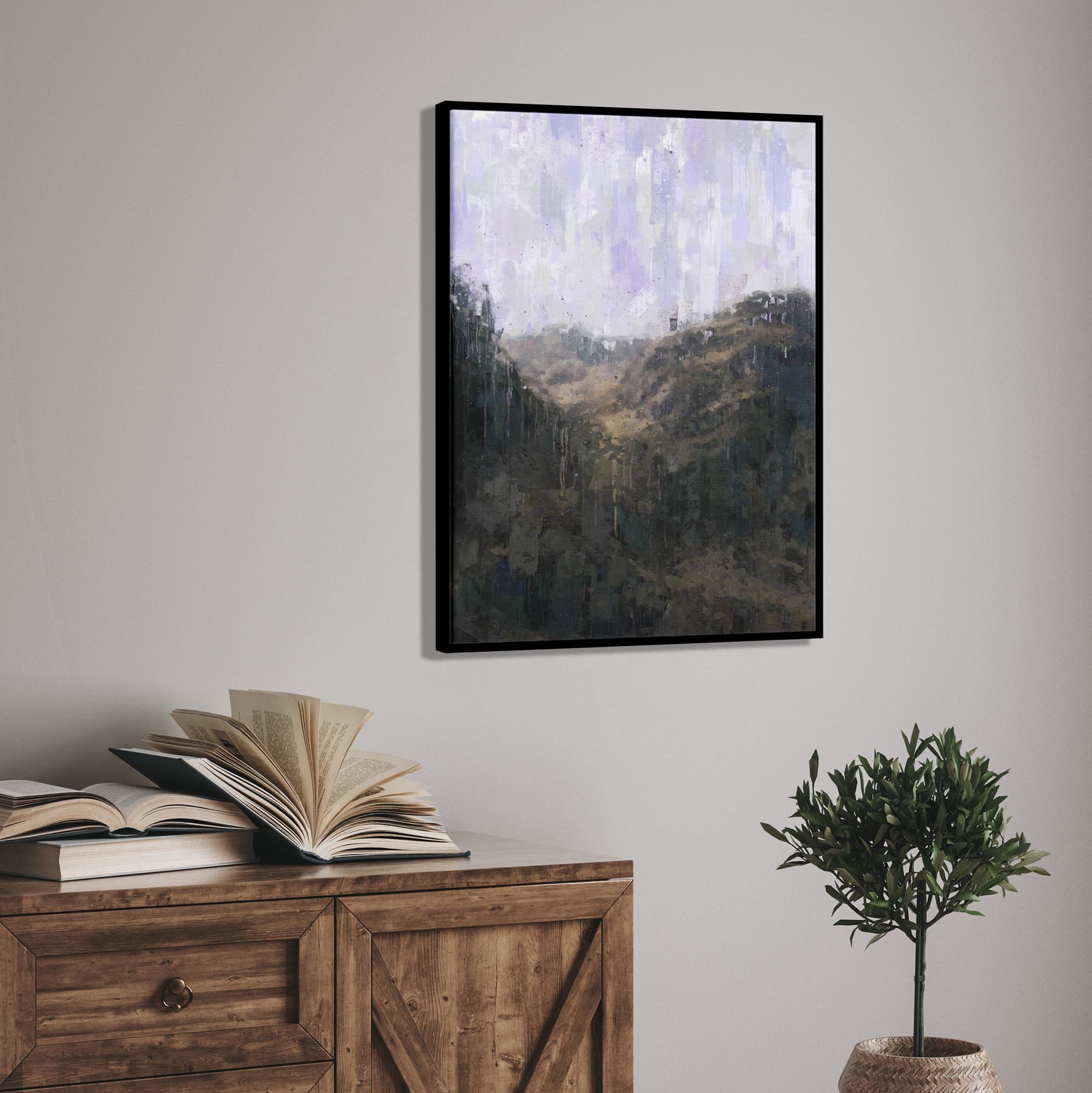 The Jungle Framed Canvas Wall Art - Tropical Forest Landscape Painting for Living Room, Bedroom & Office Decor