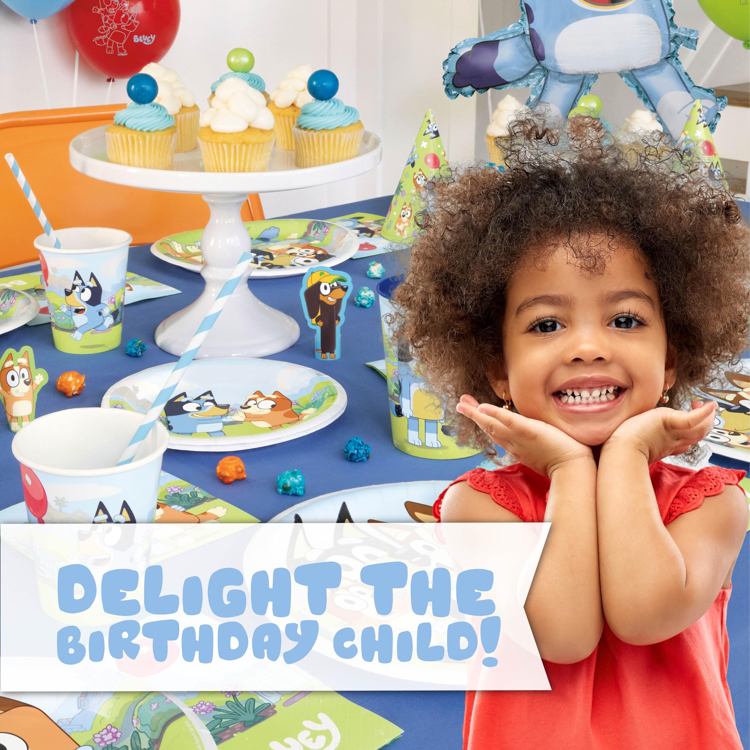 Bluey Birthday Party Decorations Set - Officially Licensed Tablecover, Plates, Cups, Napkins & Forks for 16 Guests | Unique Bluey Themed Party Supplies | Perfect for Kids Birthday Celebrations & Themed Events