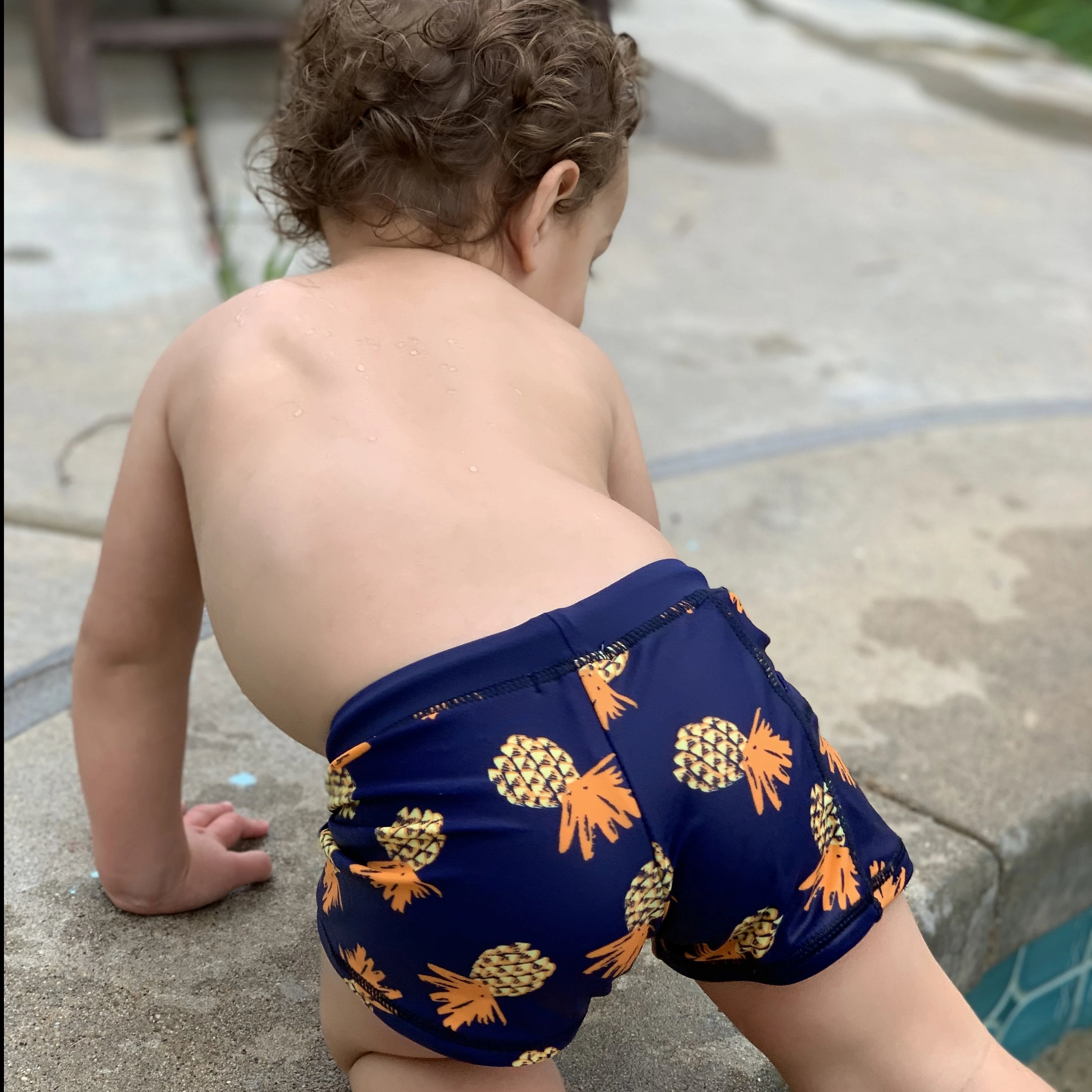 Kids Euro Swim Shorts | Pineapple Dreams Design - Perfect for Beach, Pool & Summer Water Activities