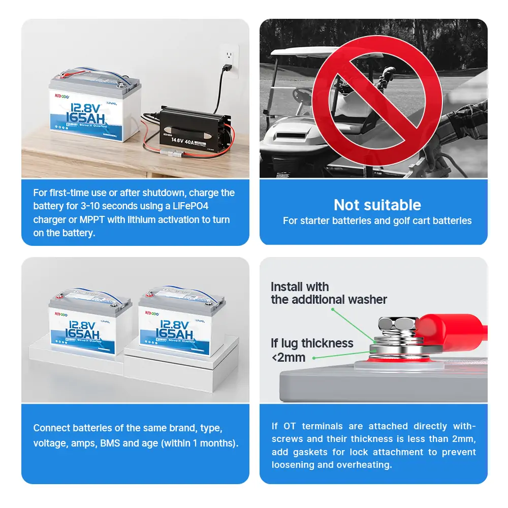 Redodo 12V 165Ah Group 31 Bluetooth Lithium Battery - Deep Cycle for RV, Marine, Solar Power - Perfect for Off-Grid Living & Emergency Backup Power