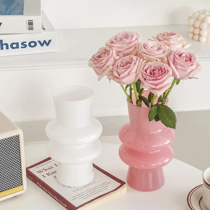 Elegant Wavy Glass Flower Vase for Home Decor - Perfect for Fresh Flowers, Centerpieces, and Wedding Decorations