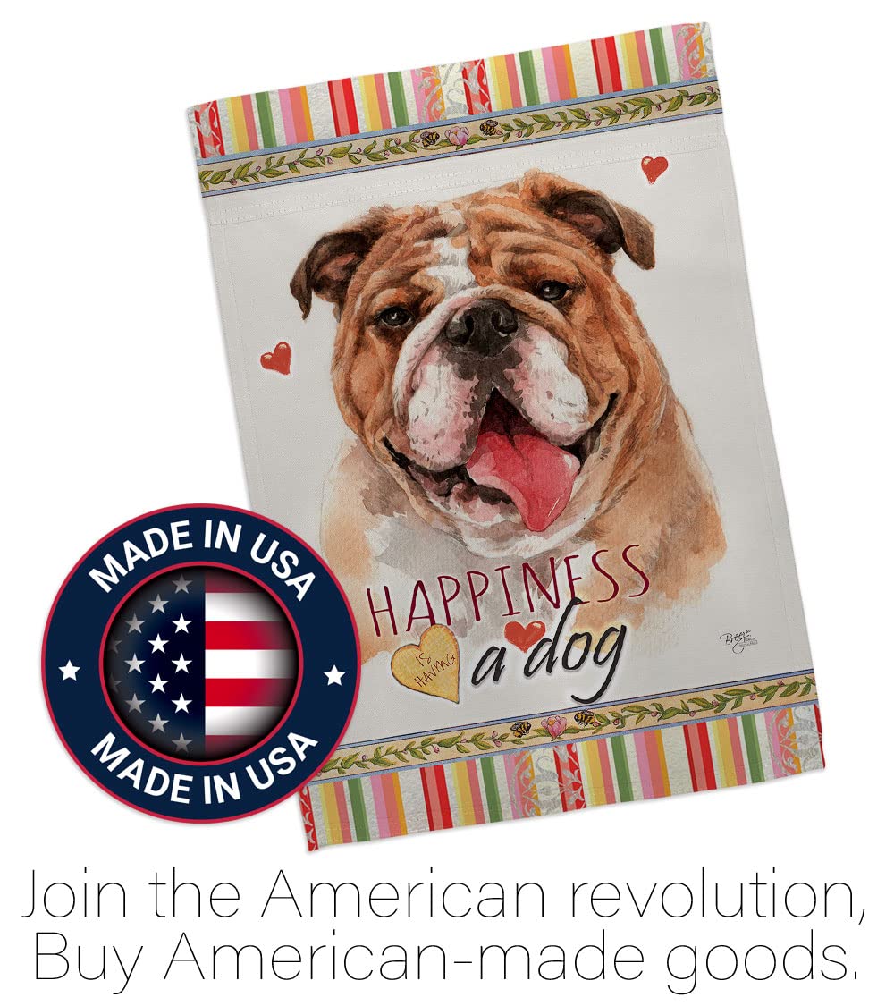 Bulldog Garden Flag Set with Stand - Double-Sided Pet Decor for Yard & Home