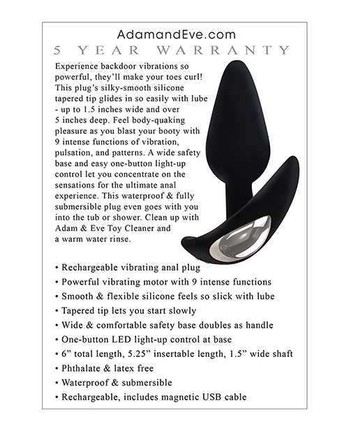Rechargeable Vibrating Anal Plug for Men & Women - Black | Remote Control, Waterproof & Powerful Stimulation | Perfect for Couples Play & Solo Pleasure