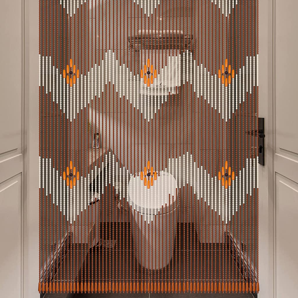 Natural Wood Beaded Door Curtain - 90 x 195 cm (60 Strands) - Handmade Boho Room Divider, Closet Door Cover & Window Decoration for Bedroom, Living Room, Nursery, and Entryway