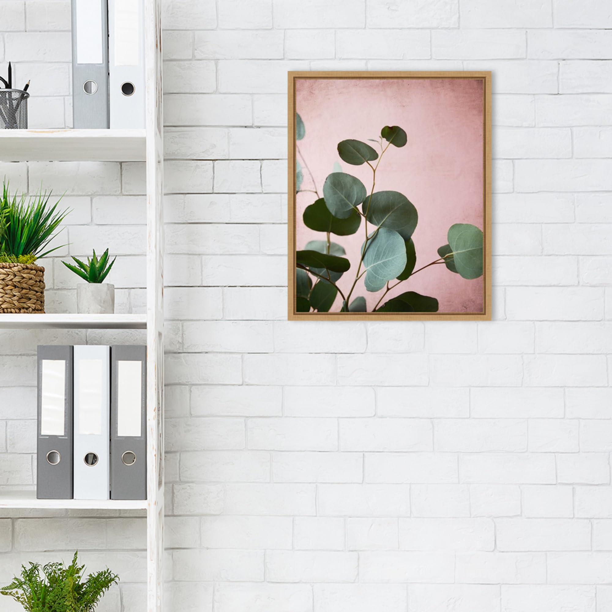 Amanti Art Framed Canvas Wall Art 20x16 - Sage Eucalyptus No.2 by Lupen Grainne - Nature Inspired Modern Decor - Ready to Hang Painting for Living Room, Bedroom, Bathroom & Office - Perfect for Home, Apartment & Workspace Decor