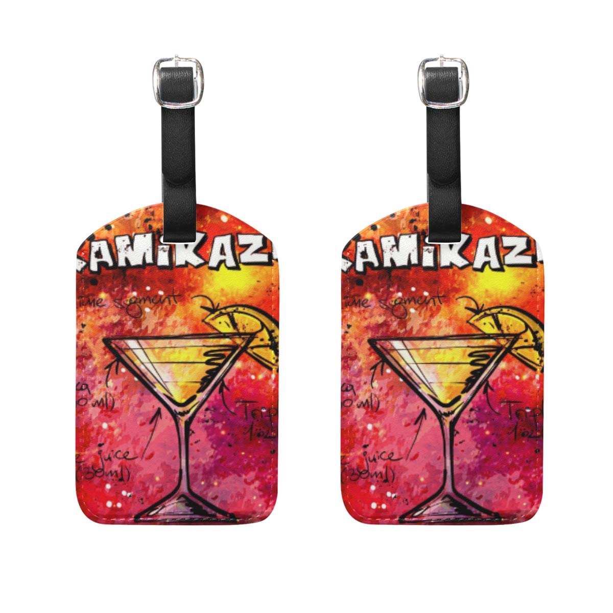 ILEEY 2-Pack Kamikaze Cocktail Alcohol-Themed Luggage Tags - Durable Suitcase ID Labels for Travel, Carry-On Bags & Party Events | Perfect for Vacation, Bachelorette Trips & Themed Parties