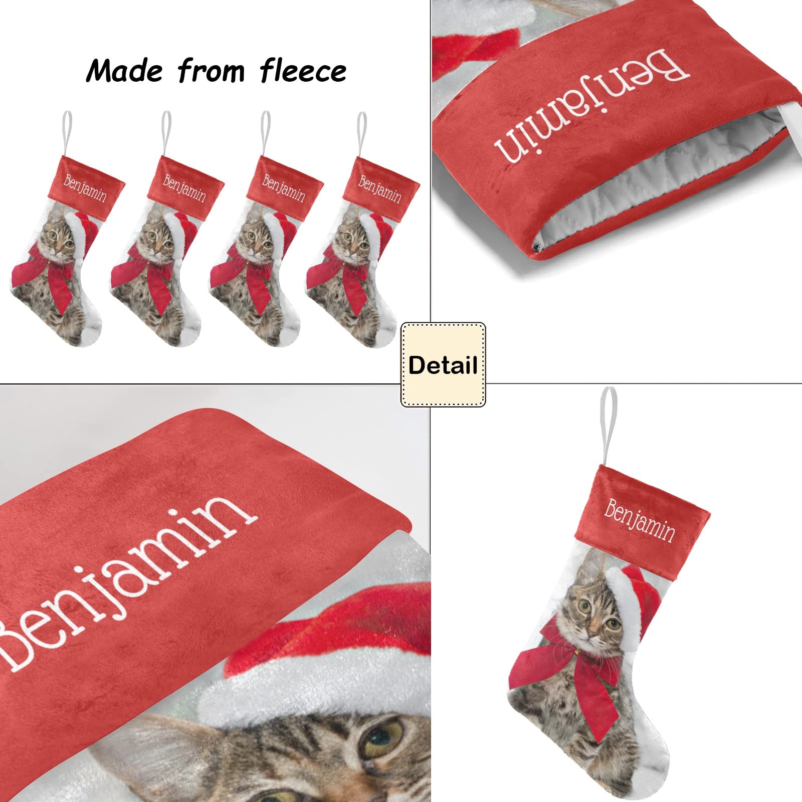 Personalized Christmas Cat Stockings - Custom Name Holiday Socks for Family, Pets & Party Decor (17.52 x 7.87 Inch) - Perfect for Fireplace Mantel, Gift Exchange & Festive Home Decoration