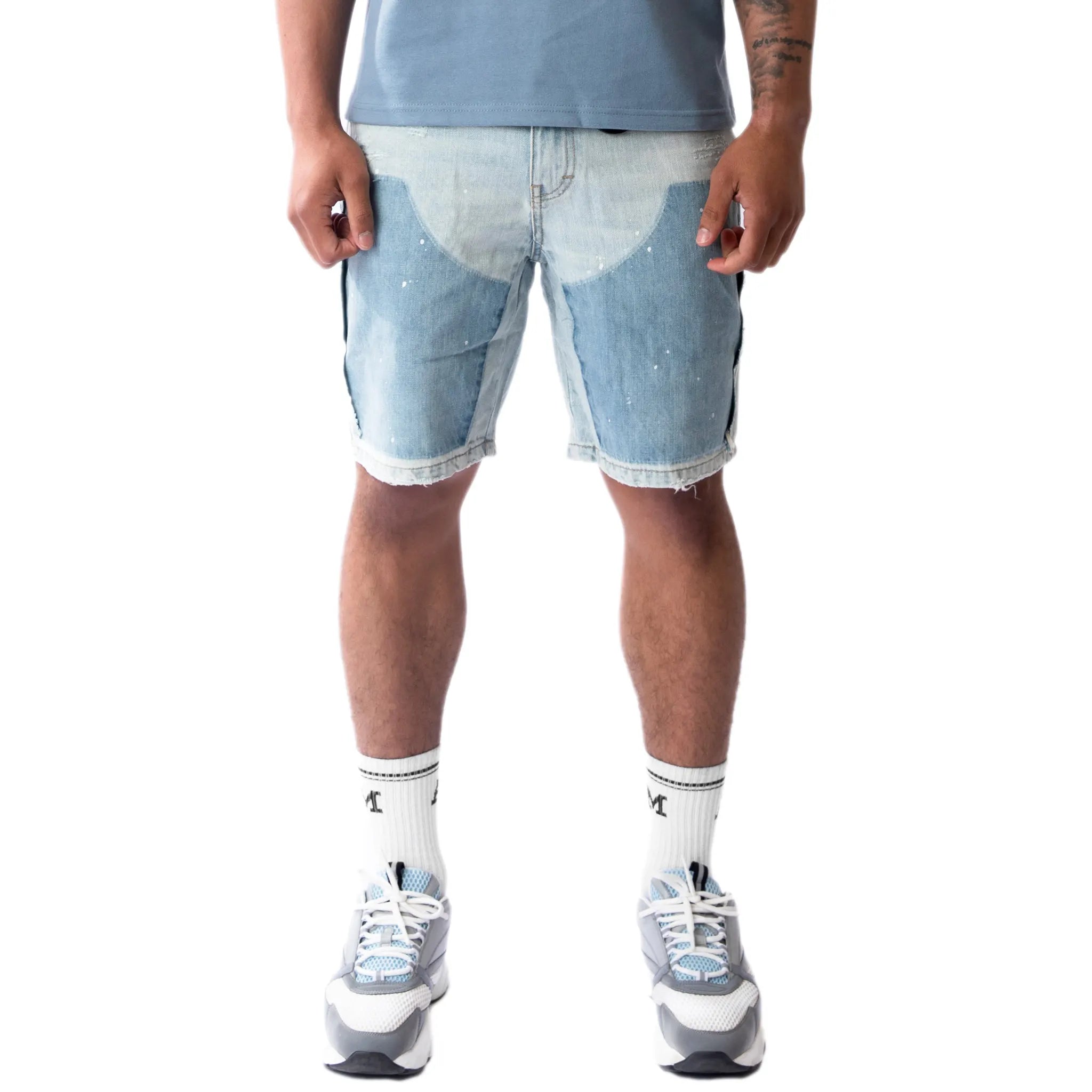 Amicci Adrano Light Blue Carpenter Shorts for Men - Durable Work Shorts with Utility Pockets - Perfect for Construction, Hiking & Outdoor Activities