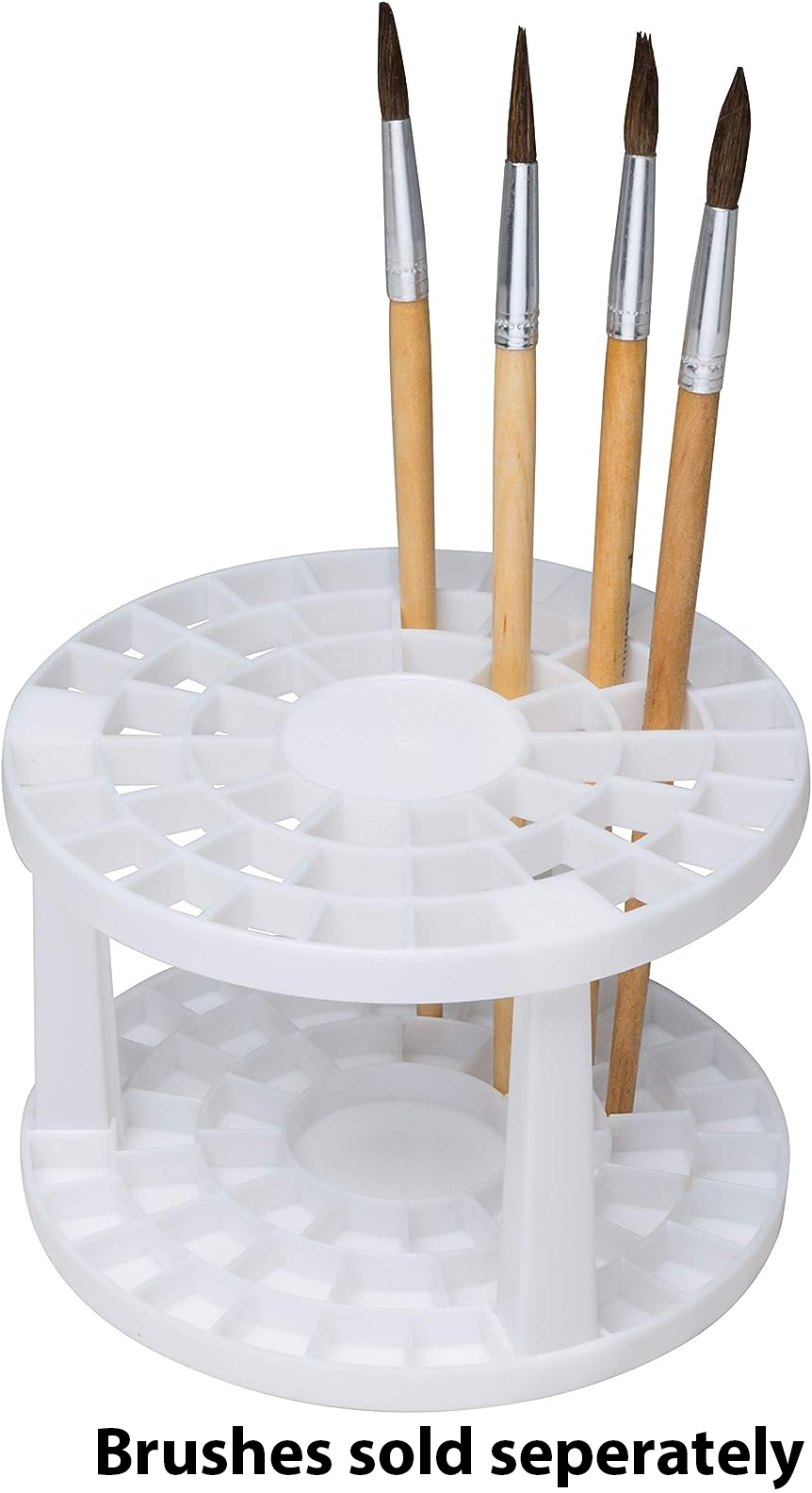 Creativity Street 2-Tier 49-Compartment Paint Brush Holder Caddy - White Plastic Organizer (5.75