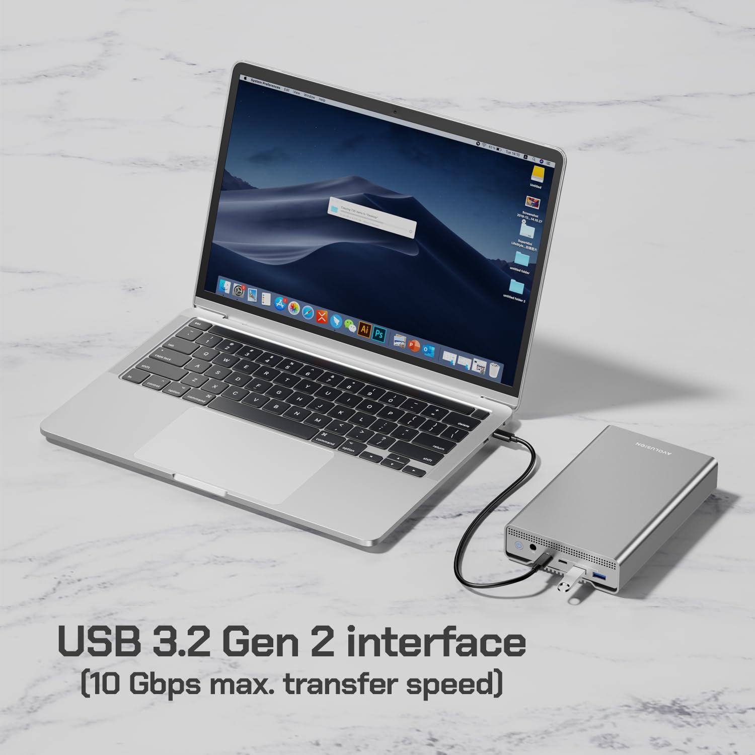 Avolusion PRO-G1 Series 20TB USB 3.2 Gen 2 (10Gbps) USB-C External Hard Drive for Windows & Mac - High Speed Portable HDD for PC, Laptop, Gaming, Backup Storage & Media Archives (Silver)