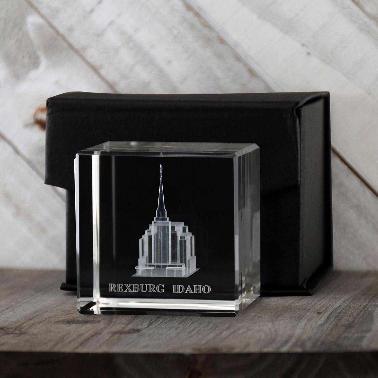 Crystal Cube Desk Decor - LDS Temple Paperweight for Office & Christian Home Decor | Rexburg Idaho Gift