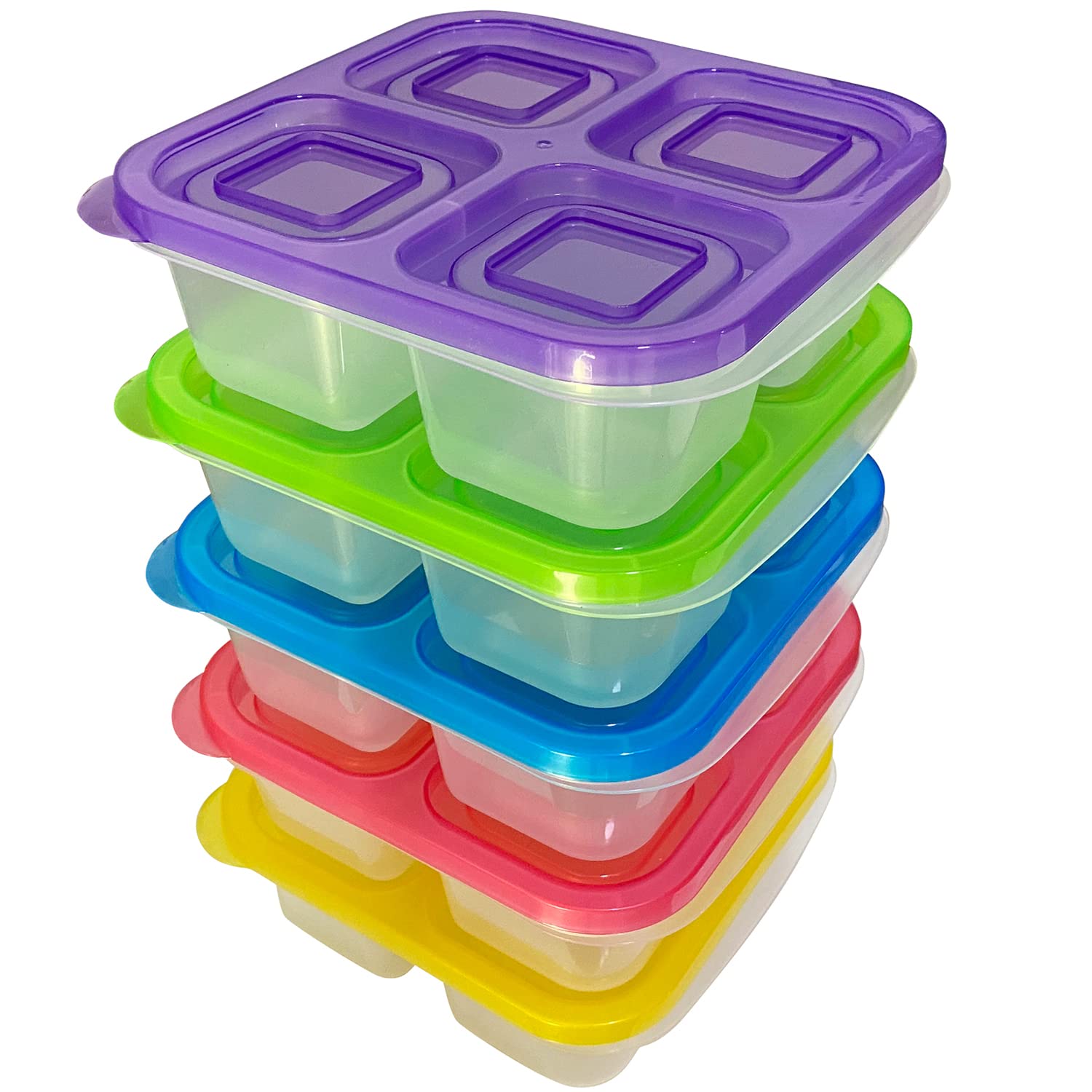 AQSXO 5-Piece Bento Box Set - Reusable Divided Food Storage Containers with Lids for Meal Prep, Lunch, Travel & Picnics | Leak-Proof Snack Containers for Adults & Kids