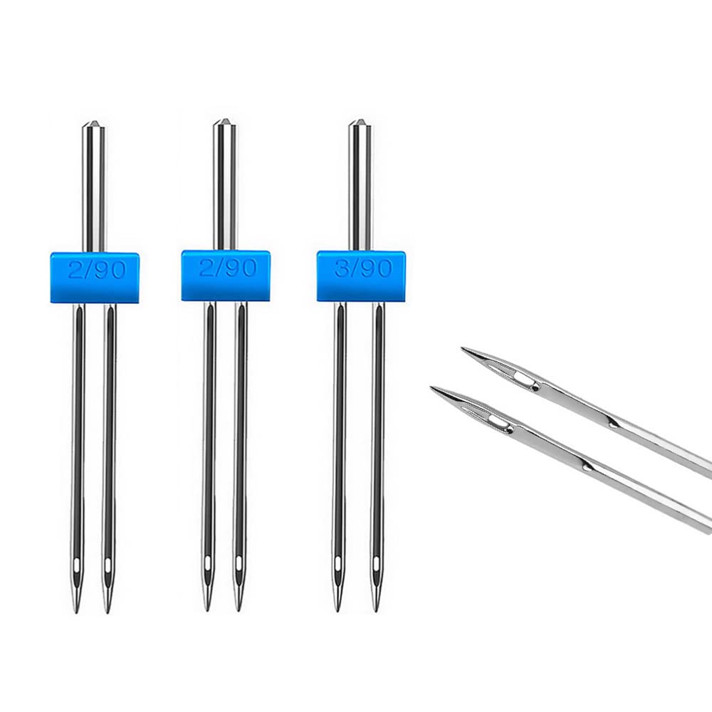 3 Pcs 3mm Shappy Twin Needles - Double Needle Set for Household Sewing Machines | Perfect for Quilting, Embroidery & Fabric Sewing Projects