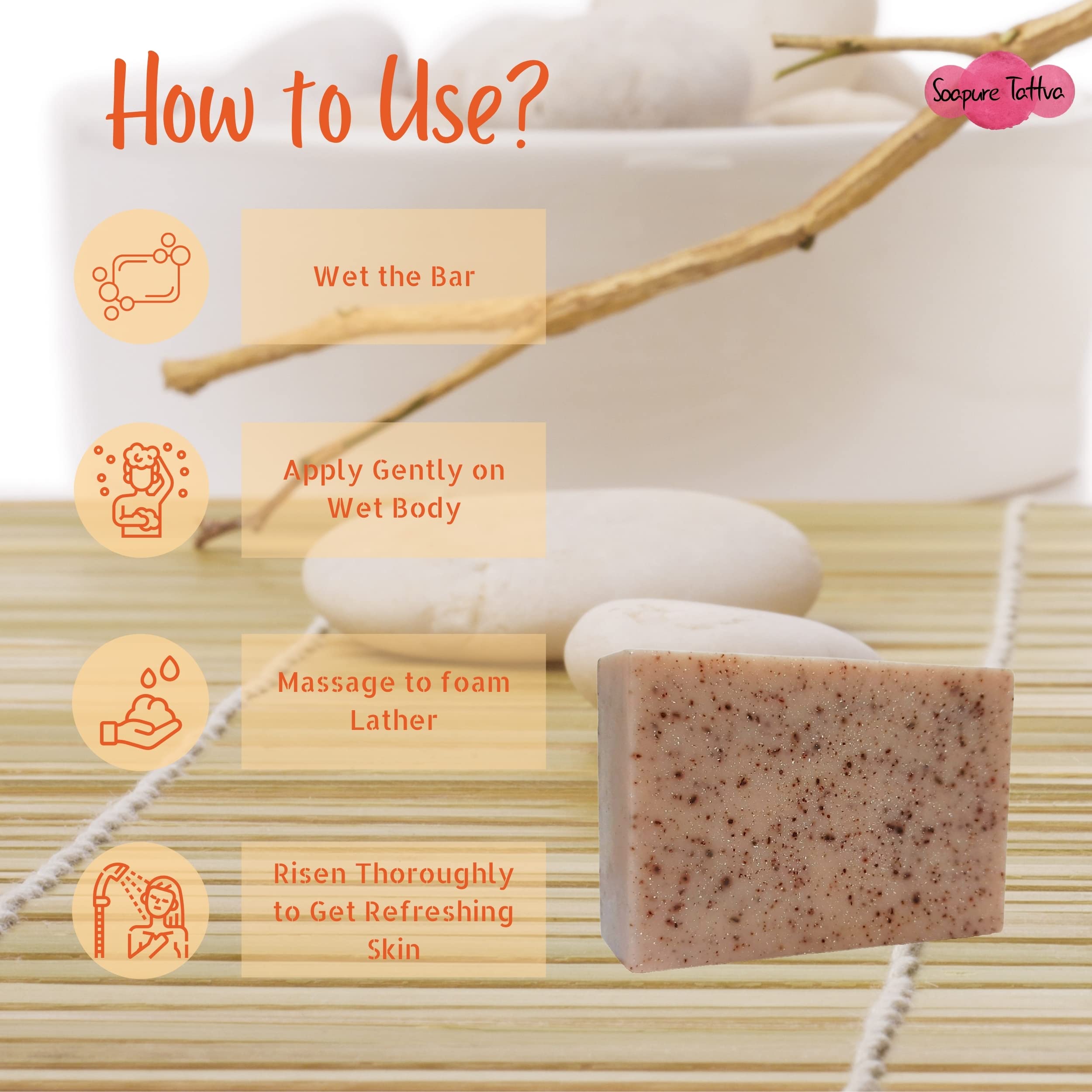 Soapure Tattva Cinnamon Honey Herbal Handmade Soap with Almond Oil - Natural Aroma for Fresh & Healthy Skin - 125g Bar Soap - Perfect for Daily Cleansing, Gift Sets & Spa Relaxation