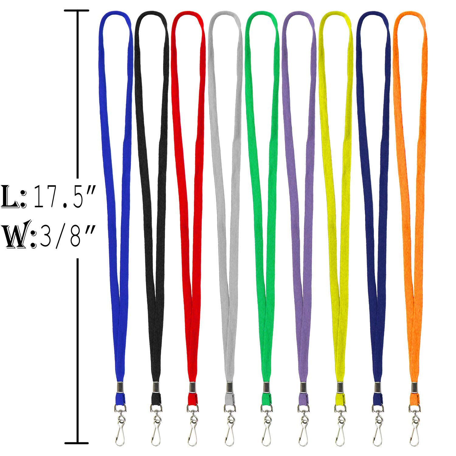Durable Flat Lanyard with Swivel Hook - Bulk Neck Badge Holder for Work & Events