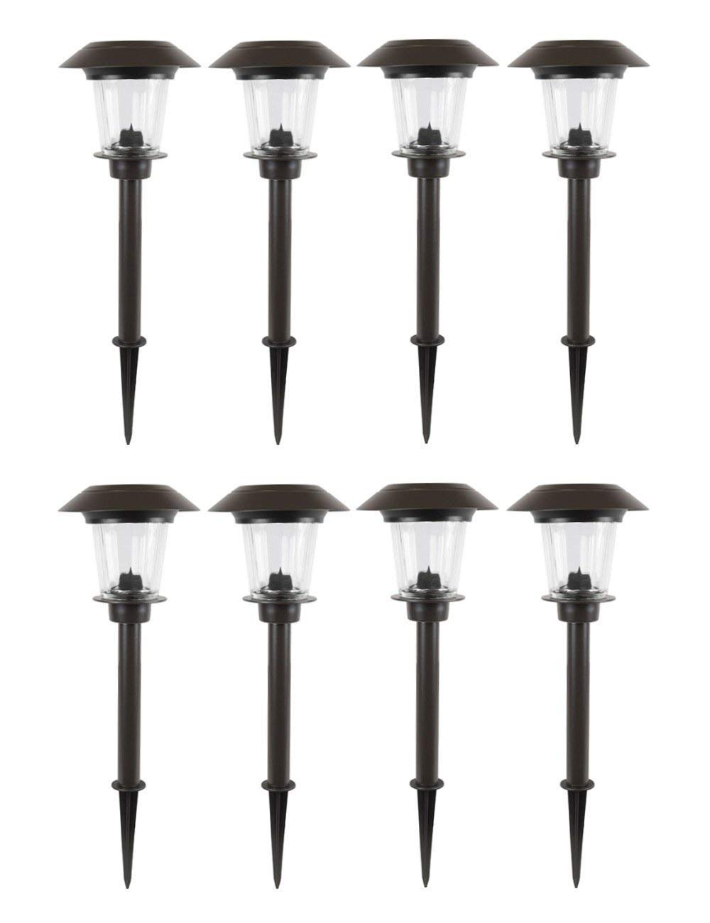 Alpan 10192 8 LED Solar Pathway Lights - Outdoor Landscape Lighting for Garden, Walkway, Driveway - Oil Rubbed Bronze Finish - Weatherproof & Energy Efficient Solar Powered Lights
