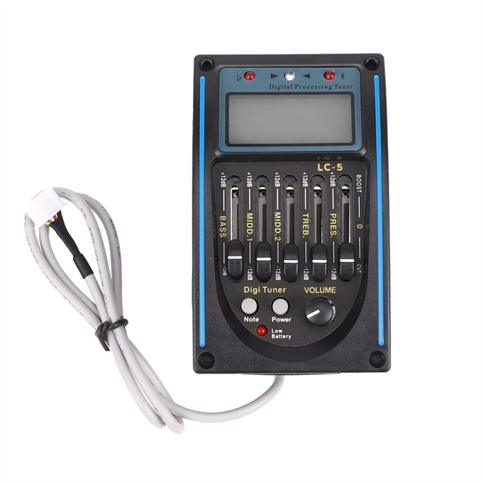 5-Band EQ Acoustic Guitar Pickup with LCD Tuner & Volume Control - Professional Preamplifier for Enhanced Sound - Perfect for Live Performances & Studio Recording