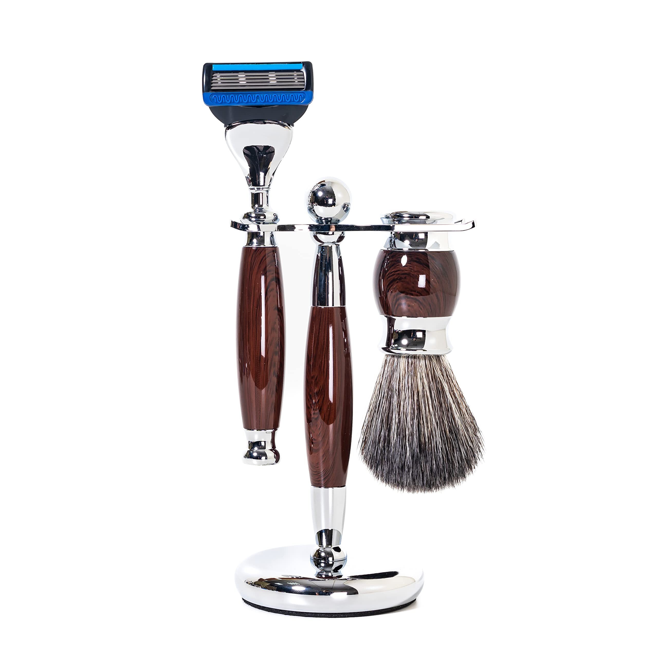 Premium 5-Blade Safety Razor Set for Men - 4-Piece Luxury Grooming Kit with Alloy Handle - Perfect Gentleman's Shaving Gift Set for Daily Use & Special Occasions