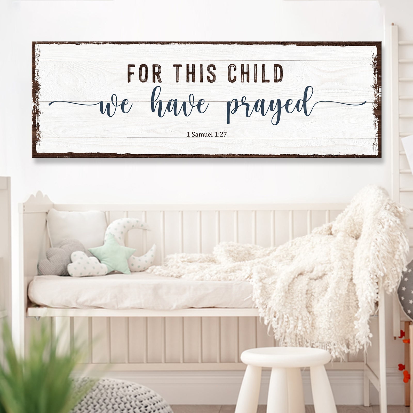 For This Child We Have Prayed Sign - 1 Samuel 1:27 Bible Verse Wall Decor - Perfect for Nursery, Baby Shower Gift & Christian Home Decor