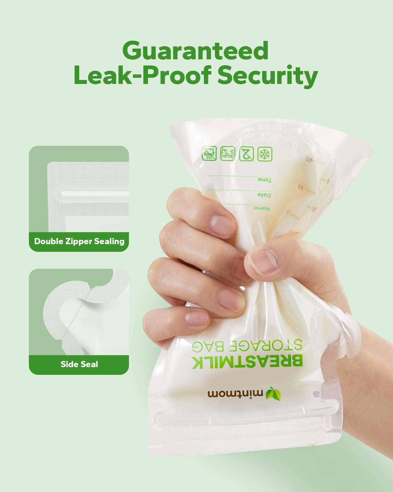 60 Pack 8oz Breastmilk Storage Bags - Freezer & Refrigerator Safe, Leak-Proof with Pour Spout & Double Seal, Self-Standing Design for Easy Use - Perfect for Pumping, Storing & Organizing Breast Milk at Home or On-the-Go
