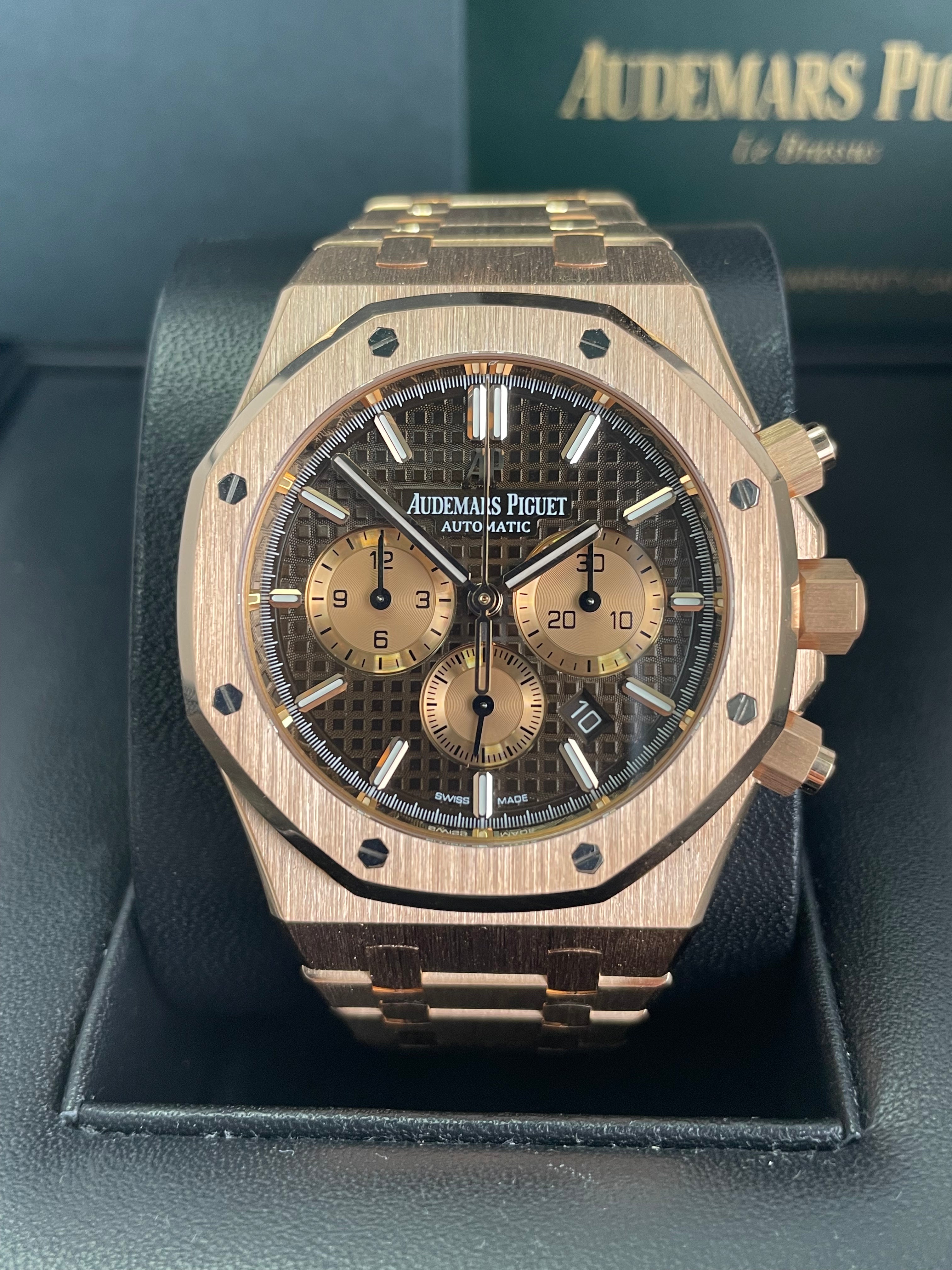 Audemars Piguet Royal Oak Selfwinding Chronograph 18K Rose Gold Watch with Brown Dial & Rose Gold Subdials (Ref#26331OR.OO.1220OR.02) - Luxury Timepiece for Business Meetings & Special Occasions