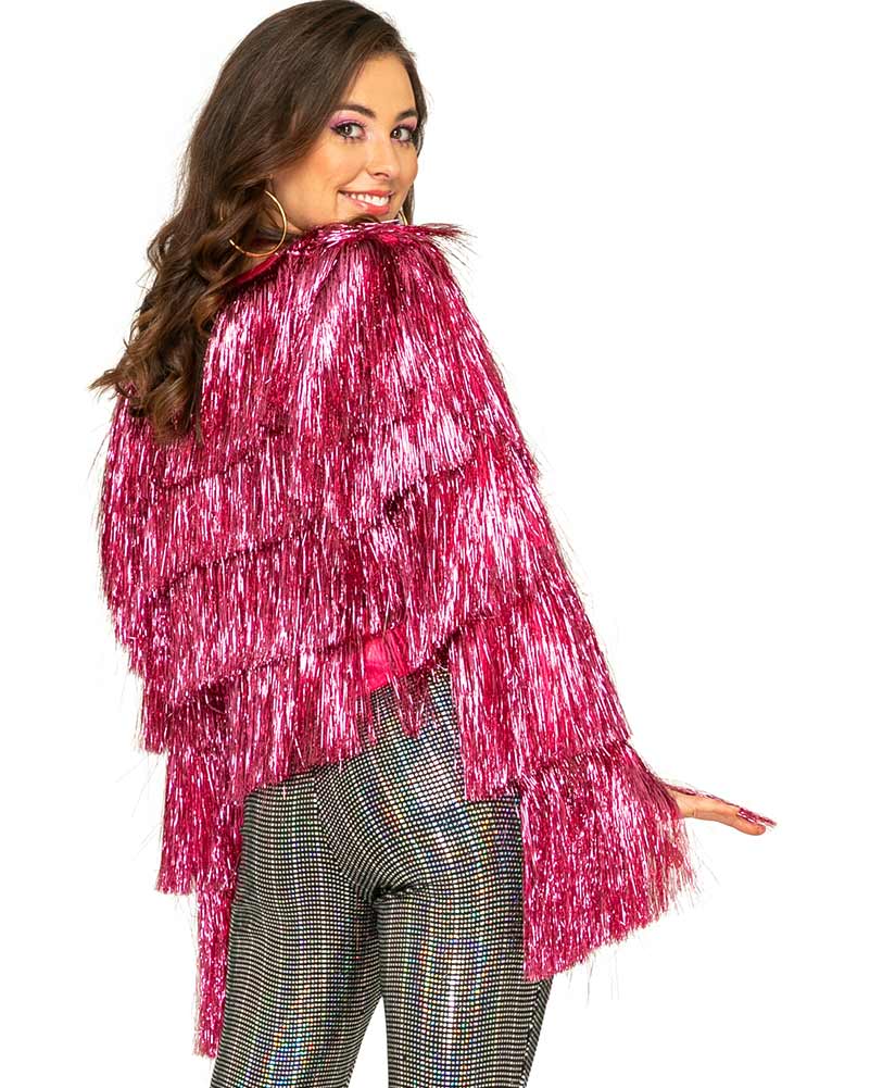 70s Funky Fringe Pink Disco Women's Jacket - Retro Vintage Party Costume for Halloween, Disco Night & 70s Theme Parties