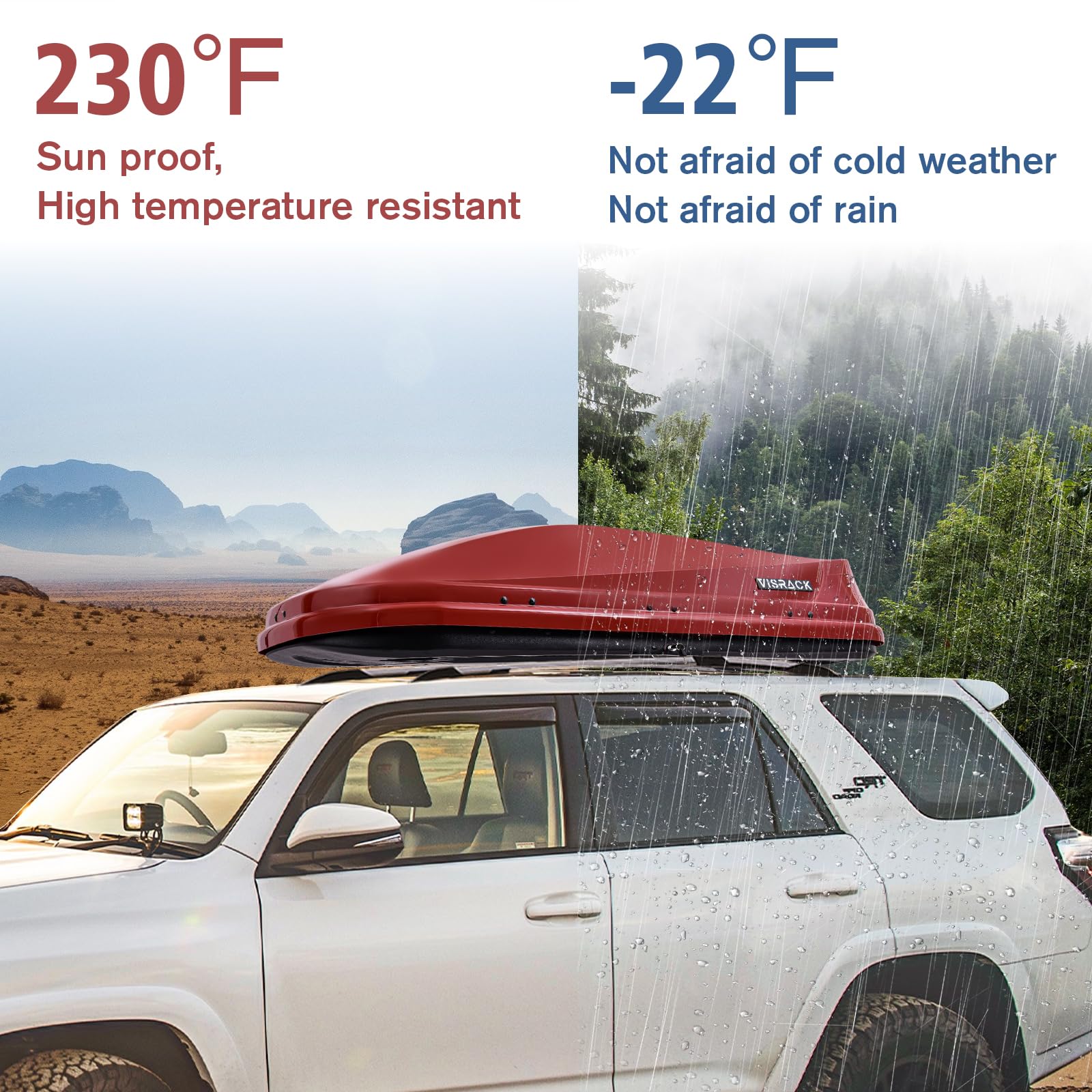 14 Cubic Feet Rooftop Cargo Carrier - Heavy Duty Waterproof Hard Shell Car Top Storage Box with Dual Side Opening for Travel & Luggage - Perfect for Road Trips, Camping Gear & Outdoor Adventures (Red)