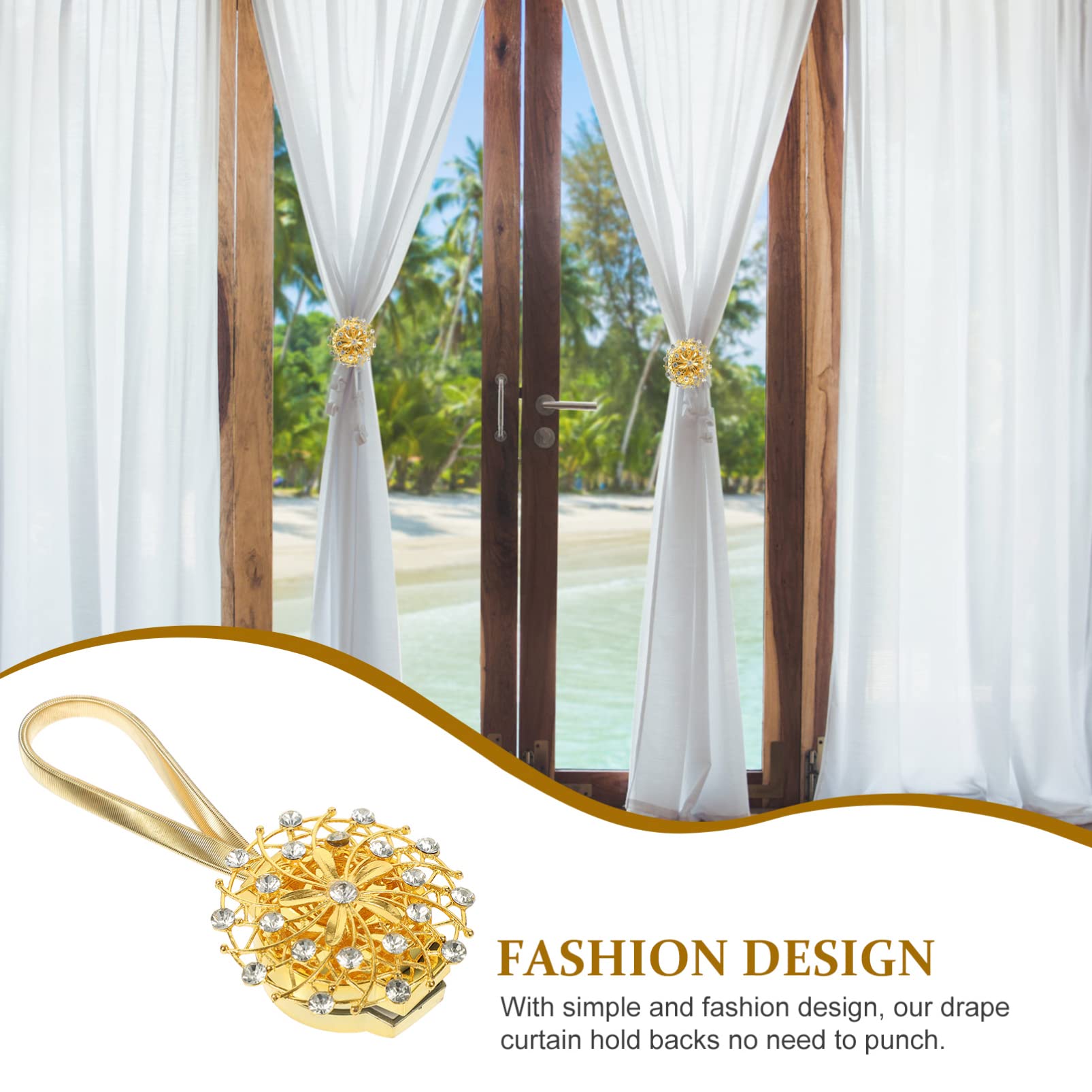 Sparkling Rhinestone Curtain Tiebacks - 2 Pack Bling Drapery Holdbacks for Windows, Elegant Curtain Buckles for Living Room & Bedroom Decor | Perfect for Weddings, Home Theater & Luxury Interior Design