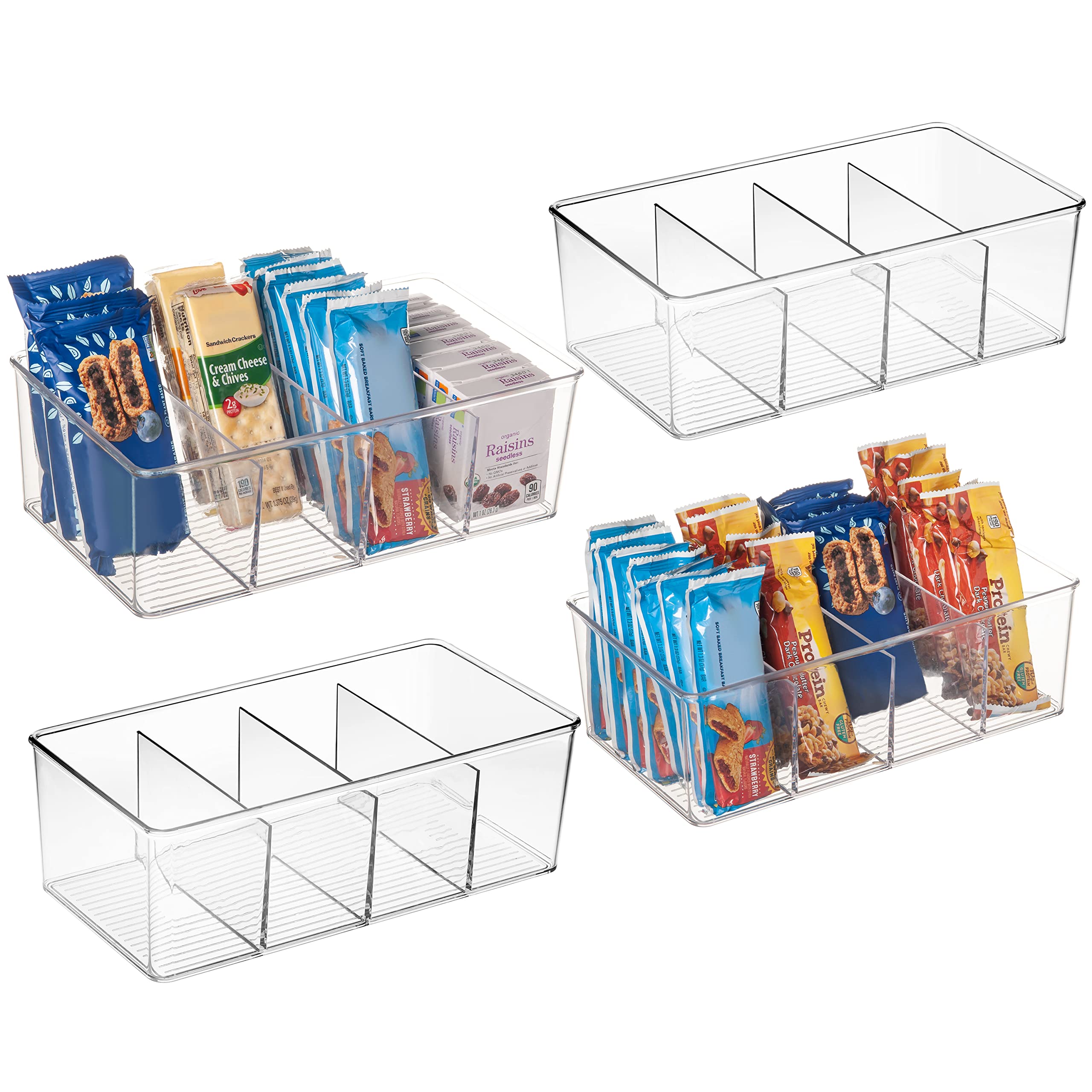 ClearSpace Plastic Pantry Organizers with Dividers – Kitchen & Fridge Storage Bins – Refrigerator & Cabinet Organizers for Food, Snacks, and Produce