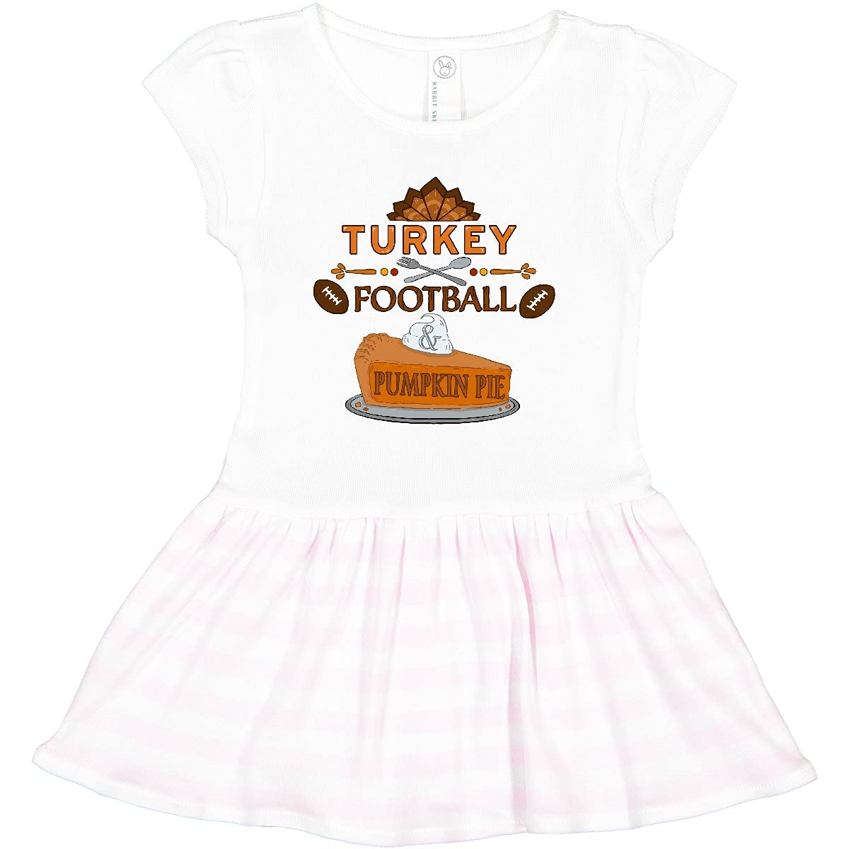 Inktastic Turkey Football & Pumpkin Pie Toddler Dress - Cute Thanksgiving Outfit for Baby Girls & Boys - Perfect for Fall Holidays, Family Gatherings & Photo Shoots