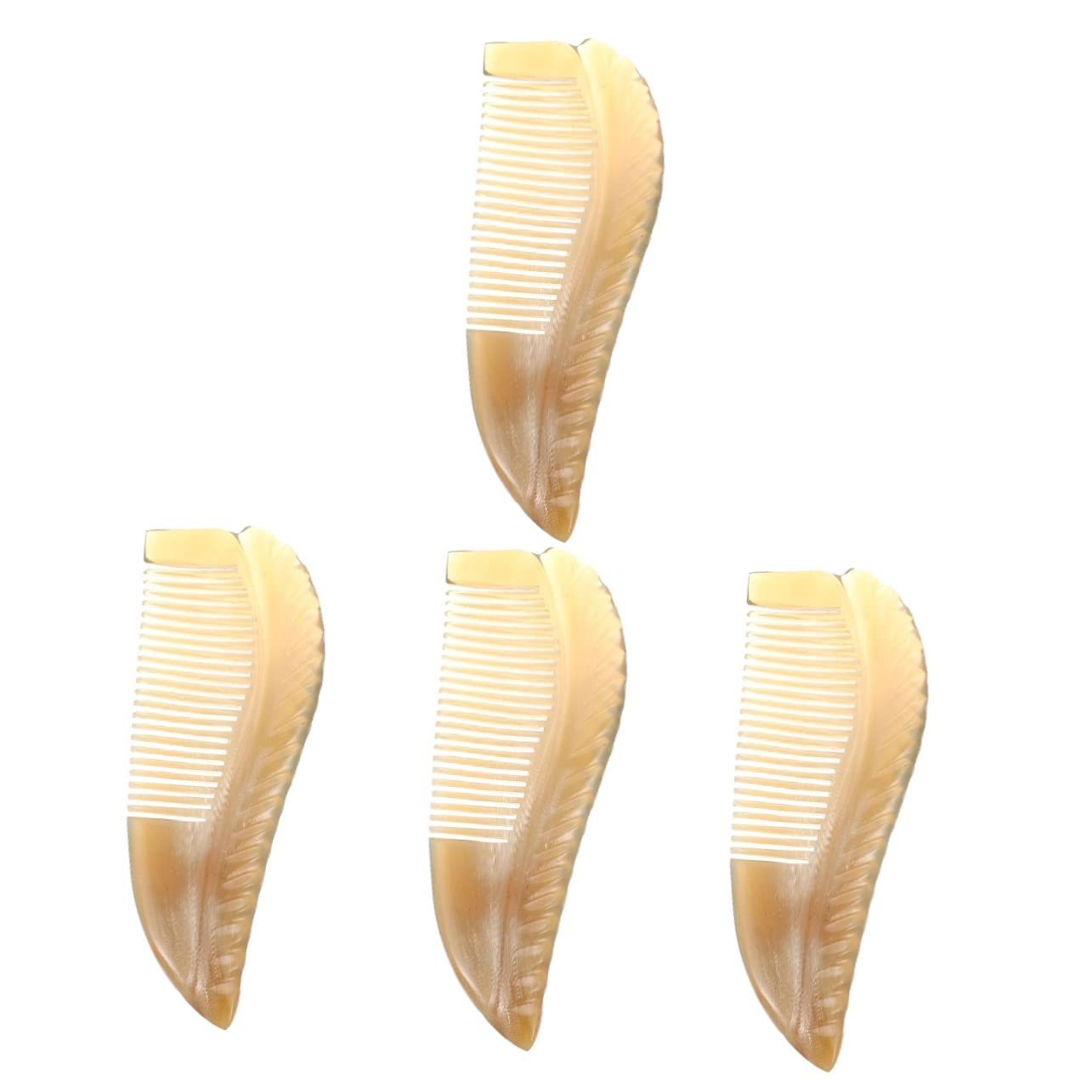 Healeved 4 Pack Ox Horn Comb Set - Wide Tooth & Detangling Hair Brush for Women & Men - Handmade Natural Horn Comb for Styling, Travel, Home & Salon Use - Portable Hair Care Tool for Smooth & Tangle-Free Hair