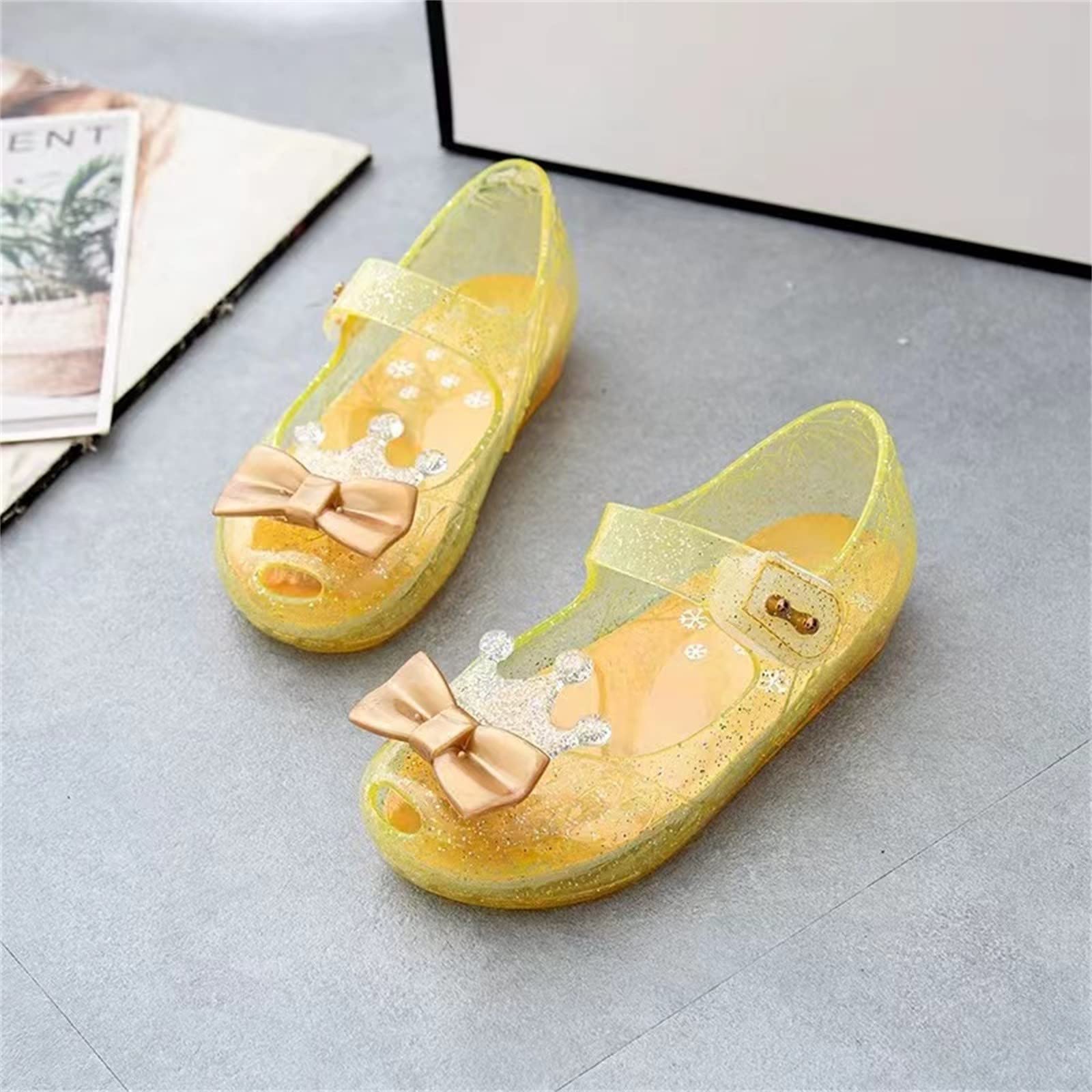 Lykmera Baby Girls Crown Flash Sandals - Non-Slip Soft Sole for Dance & Play