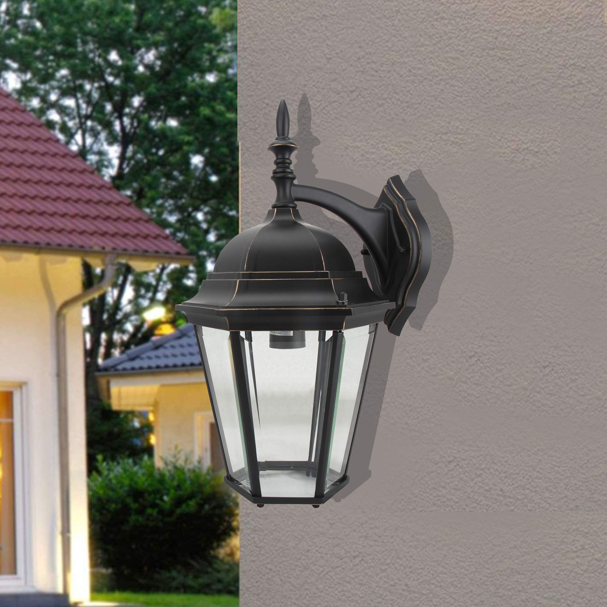 EL506SIB Small Wall Lantern in Imperial Black - Outdoor Lighting for Porch, Patio, Garden & Entryway - Durable Weatherproof Exterior Sconce