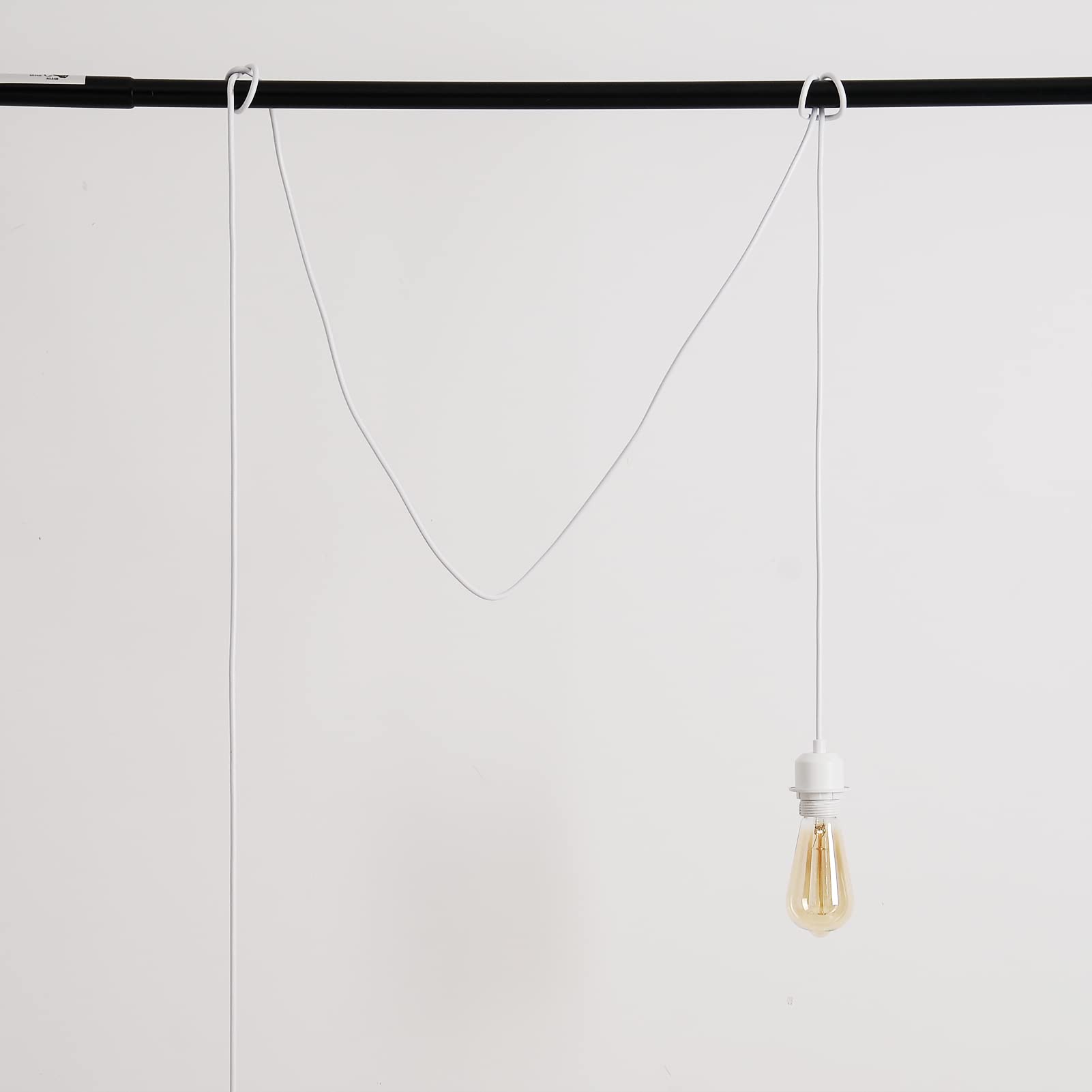 Industrial DIY 15ft Pendant Light Cord Kit with Switch - White Woven Fabric Rope & E26 Socket Set for Hanging Farmhouse, Bedroom, Kitchen Lighting - Perfect for Home Decor, Dining Room, and Loft Style Interiors