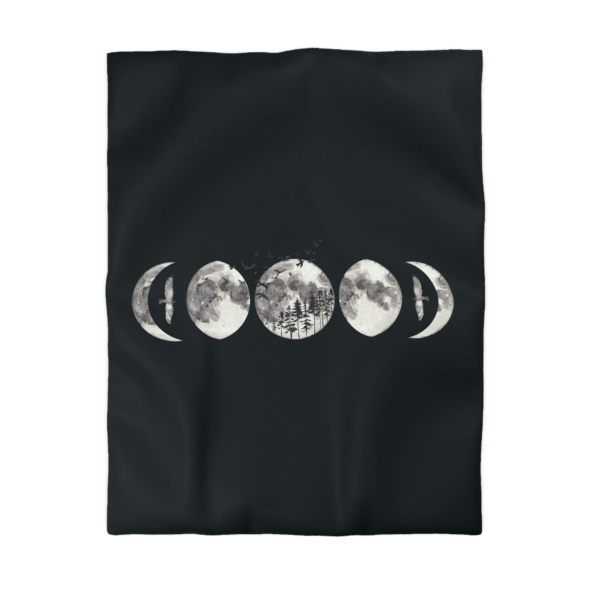 Moon Phases Microfiber Duvet Cover Set - Celestial Themed Bedding for Cozy Bedrooms | Perfect for Astronomy Lovers & Stargazing Decor