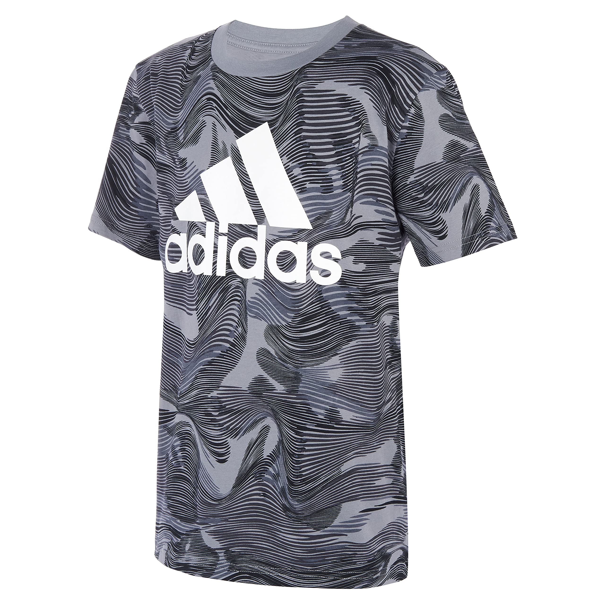Adidas Boys' Short Sleeve Warped Camo Print T-Shirt - Comfortable Kids Activewear for School, Sports & Everyday Play