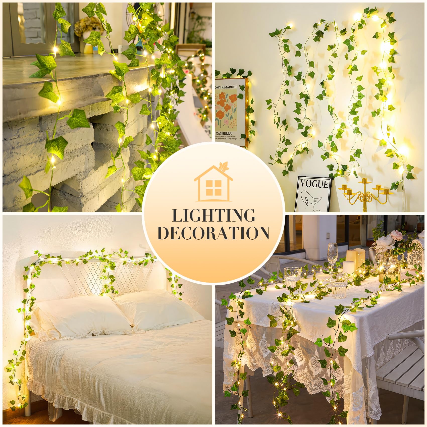 100 LED Fairy Vine Lights with Remote - 33ft Battery/USB Operated Ivy Garland String Lights for Bedroom, Garden, Party & Wall Decor | Romantic Ambiance, Wedding Backdrop, Outdoor Patio Lighting