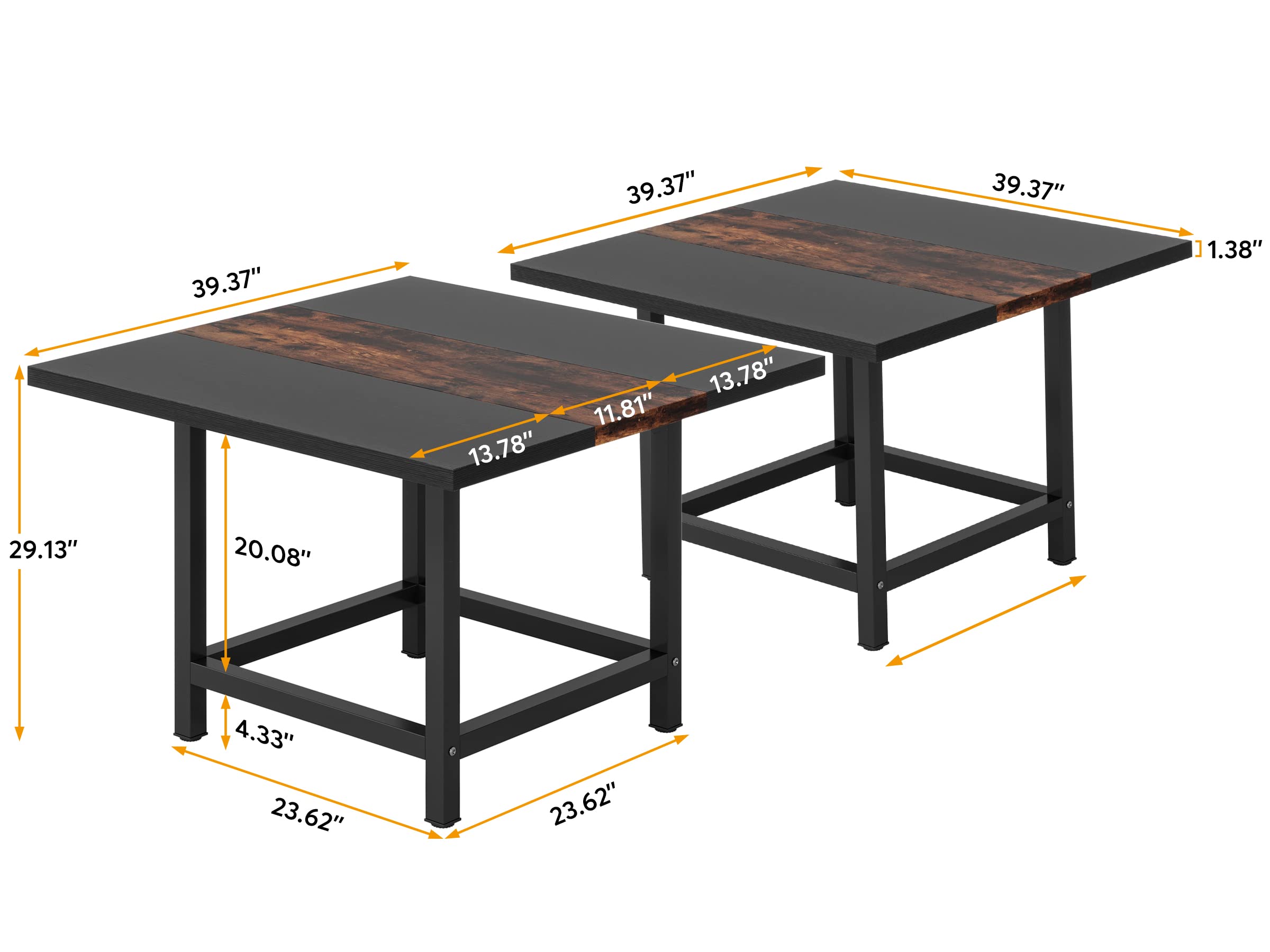 Tribesigns 6.5 Ft Modular Conference Table - Rustic Rectangular Wood Desk 78.74