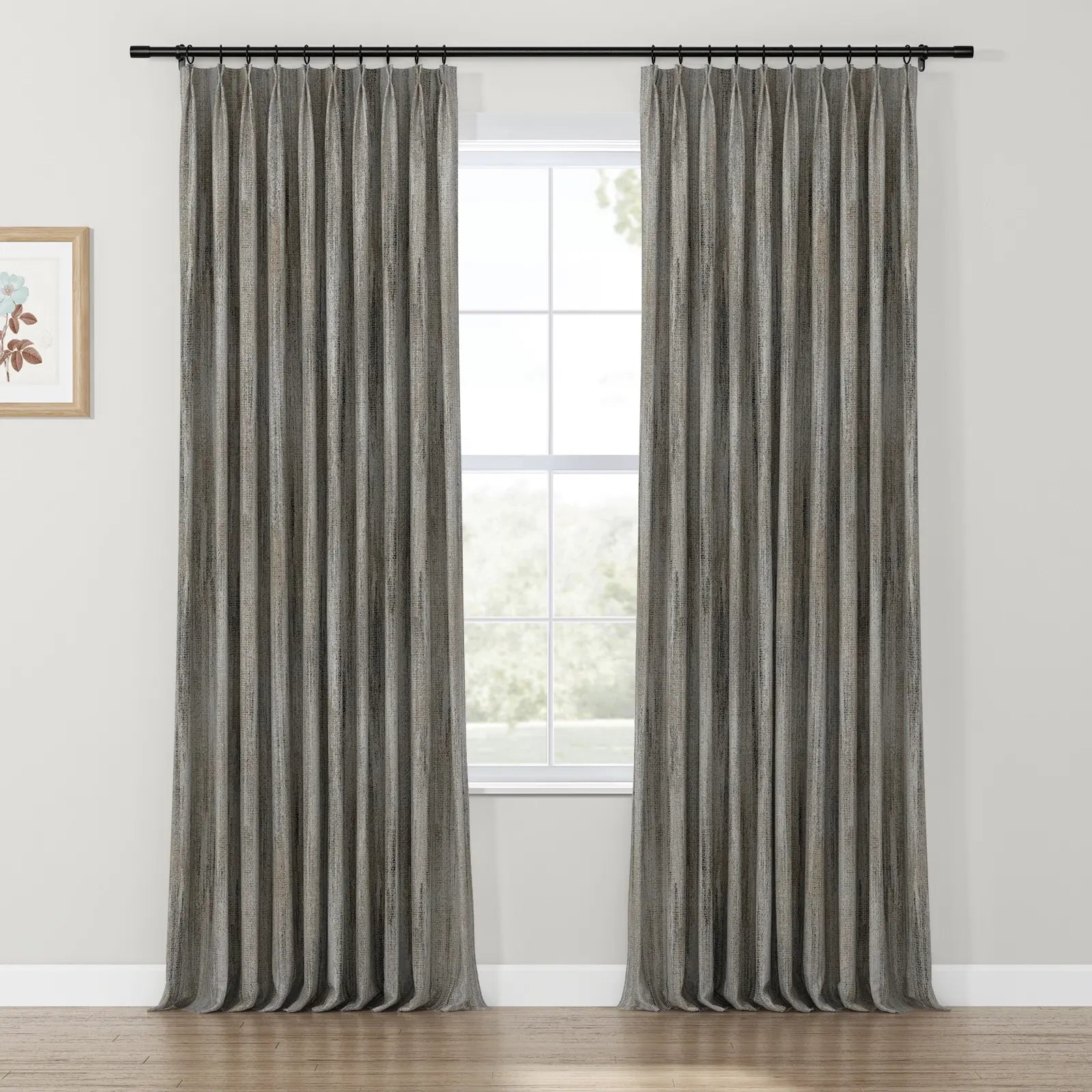 Lydia Rib Jacquard Curtains - Elegant Pleated Window Drapes for Living Room & Bedroom - Blackout Thermal Insulated Sheer Panels for Home Decor