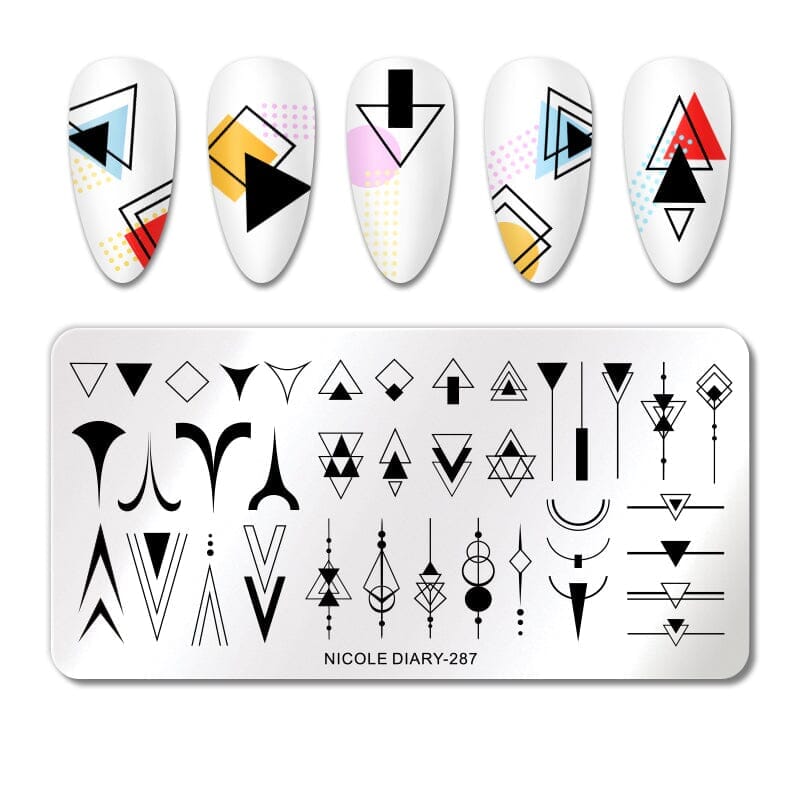 Rectangle Nail Stamping Plates - Professional Nail Art Design Kit for DIY Manicures | Perfect for Home Salon, Nail Artists & Beginners | Create Stunning Geometric Nail Designs