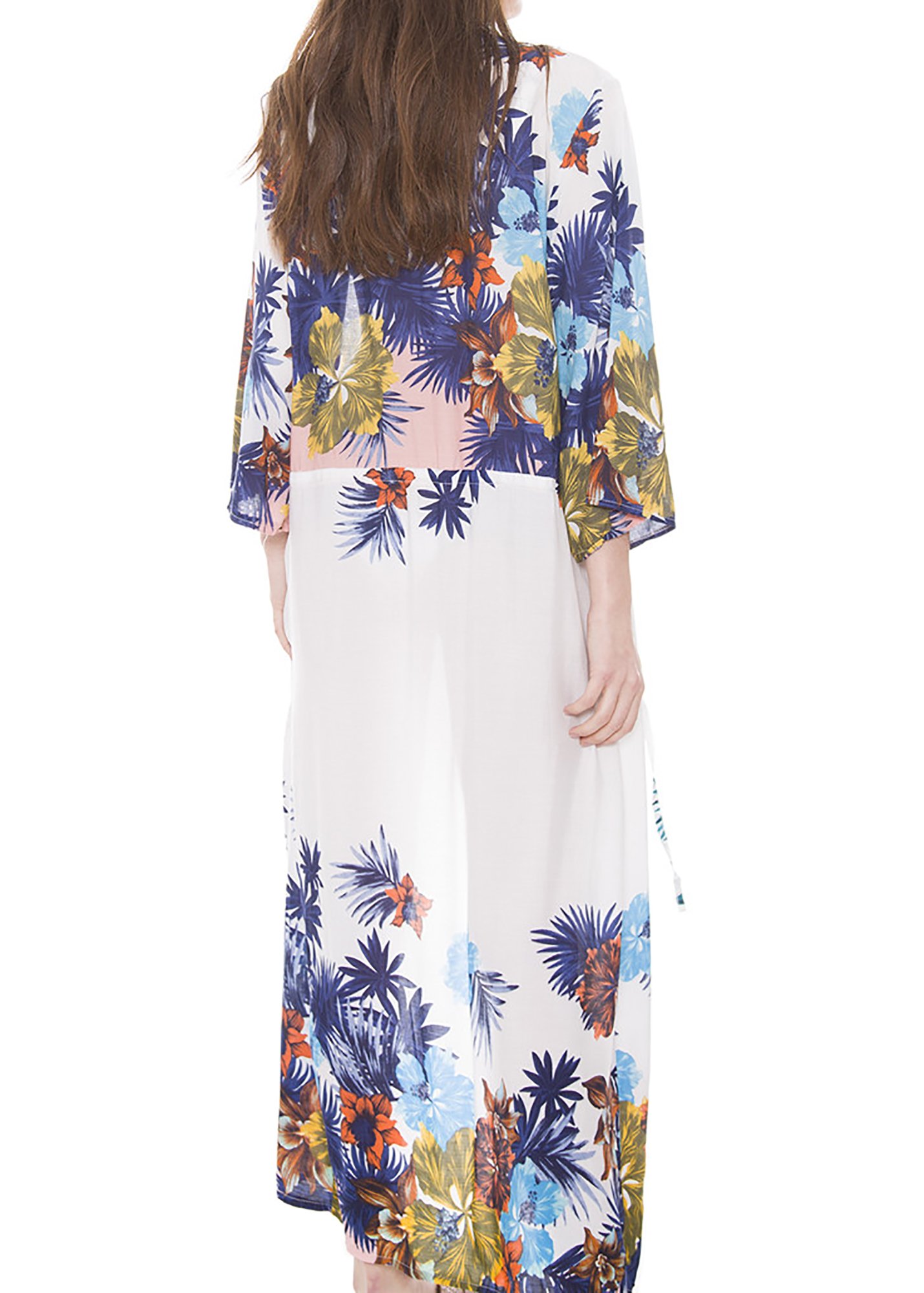 Elegant MIRMARU Women's Floral Kimono Cover Up - Lightweight Summer Beach Cardigan for Swimsuits & Dresses | Perfect for Poolside, Vacations & Boho Fashion