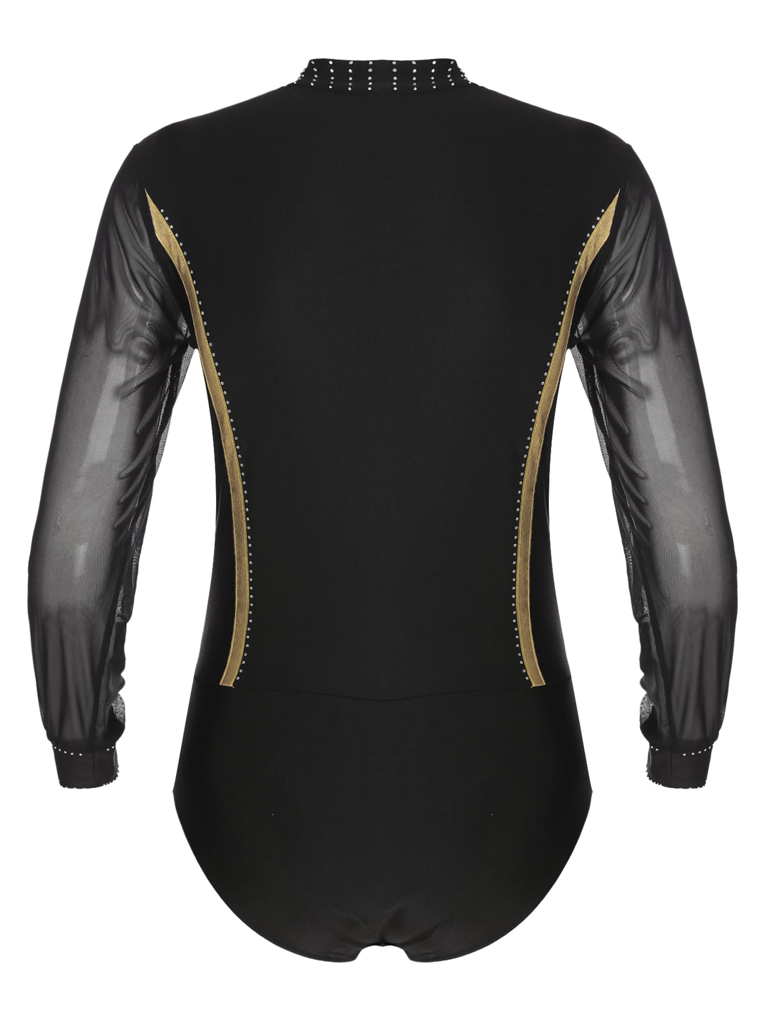 Men's Latin Ballroom Dance Shirts - V Neck Long Sleeve Tango Rumba Samba Performance Top for Professional & Social Dance Events